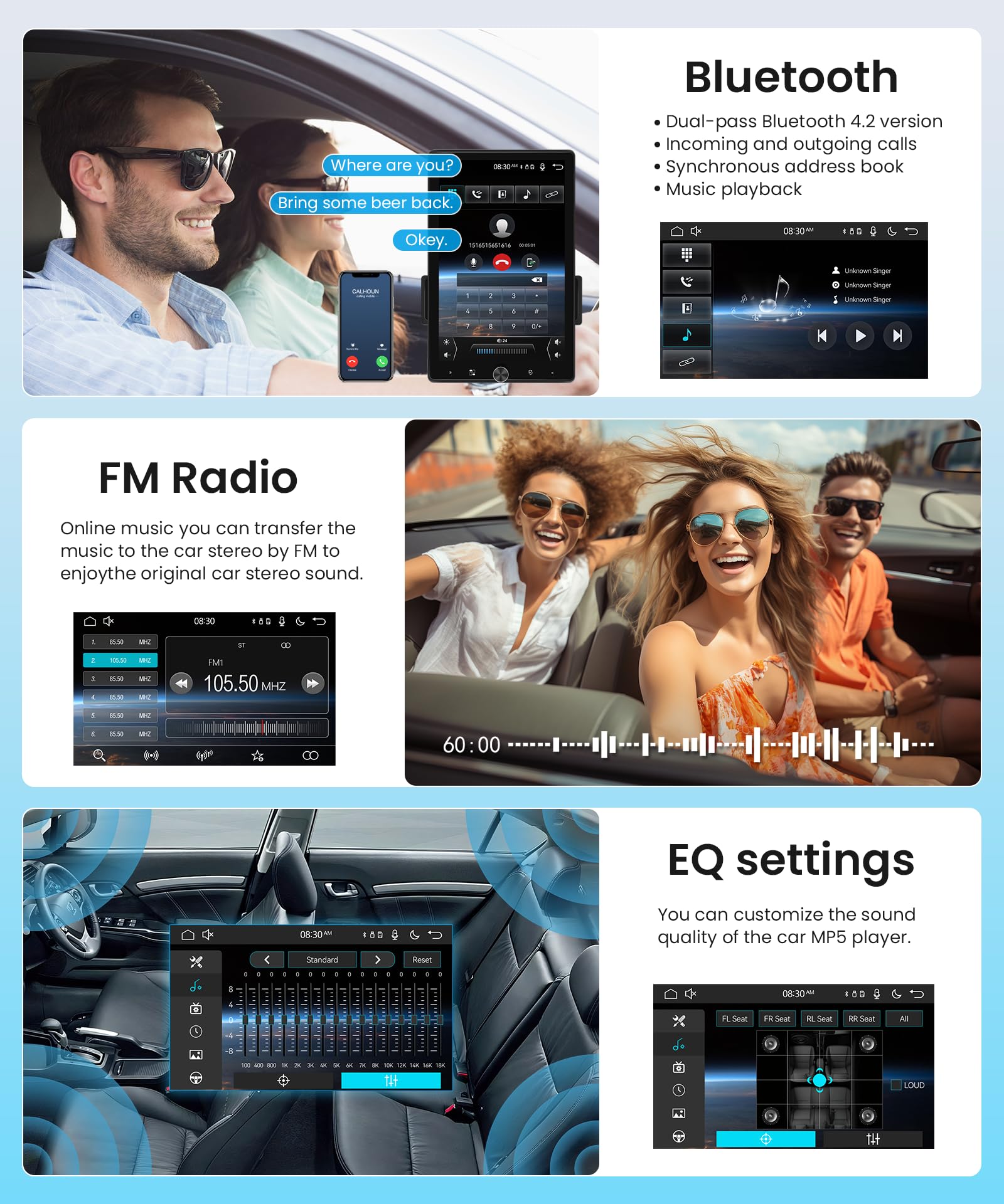 10.4 Inch Single Din Car Stereo with Wireless CarPlay & Android Auto - Vertical Touch Screen Bluetooth FM Radio Head Unit with Backup Camera & Mirror Link | Perfect for Tesla Model 3/Y, Toyota, Honda & More | Easy Installation & Enhanced Driving Experience