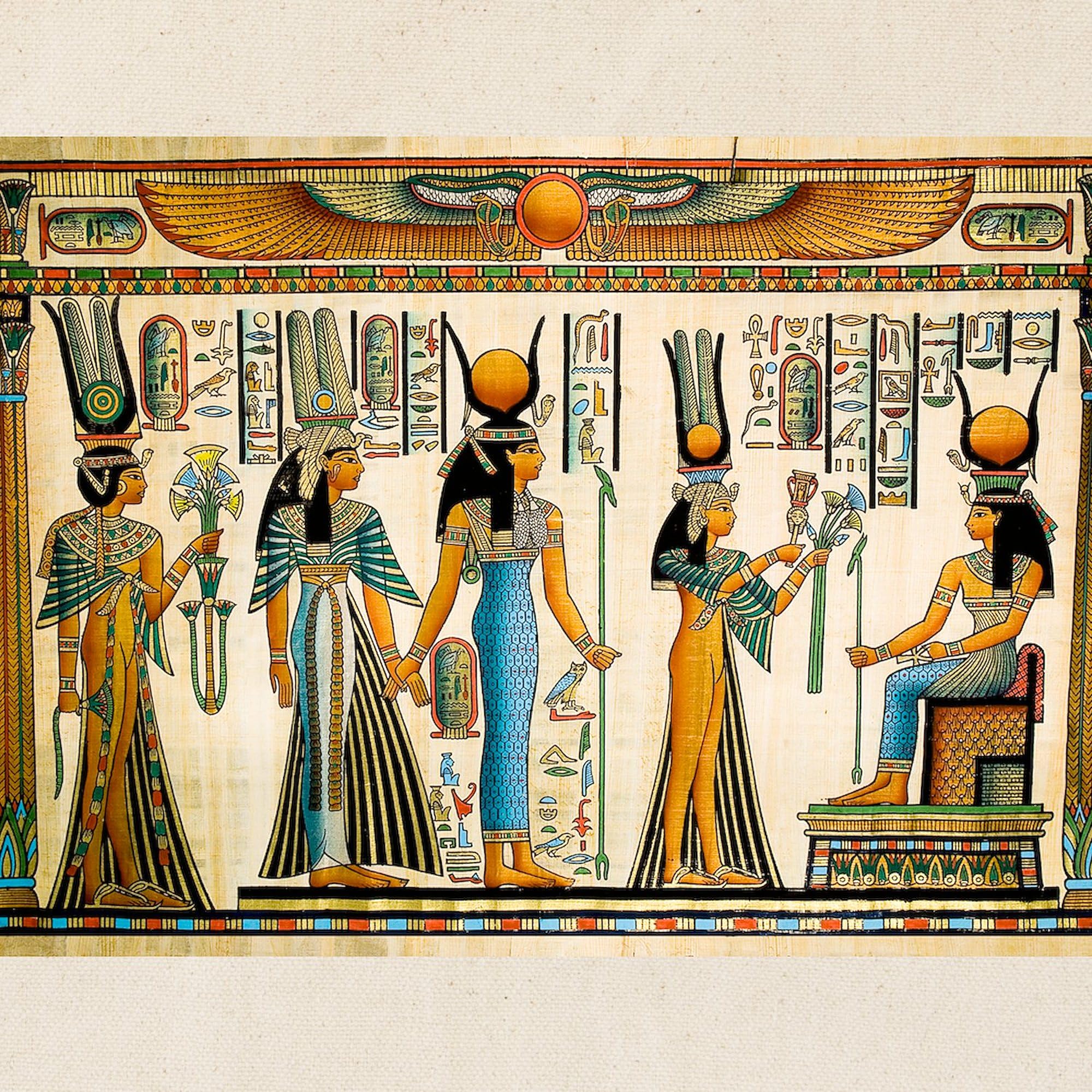 Ancient Egyptian Wall Tapestry Tote Bag - Natural Canvas Reusable Shopping Bag for Groceries, Beach & Travel | Eco-Friendly Cotton Carryall for Women & Men