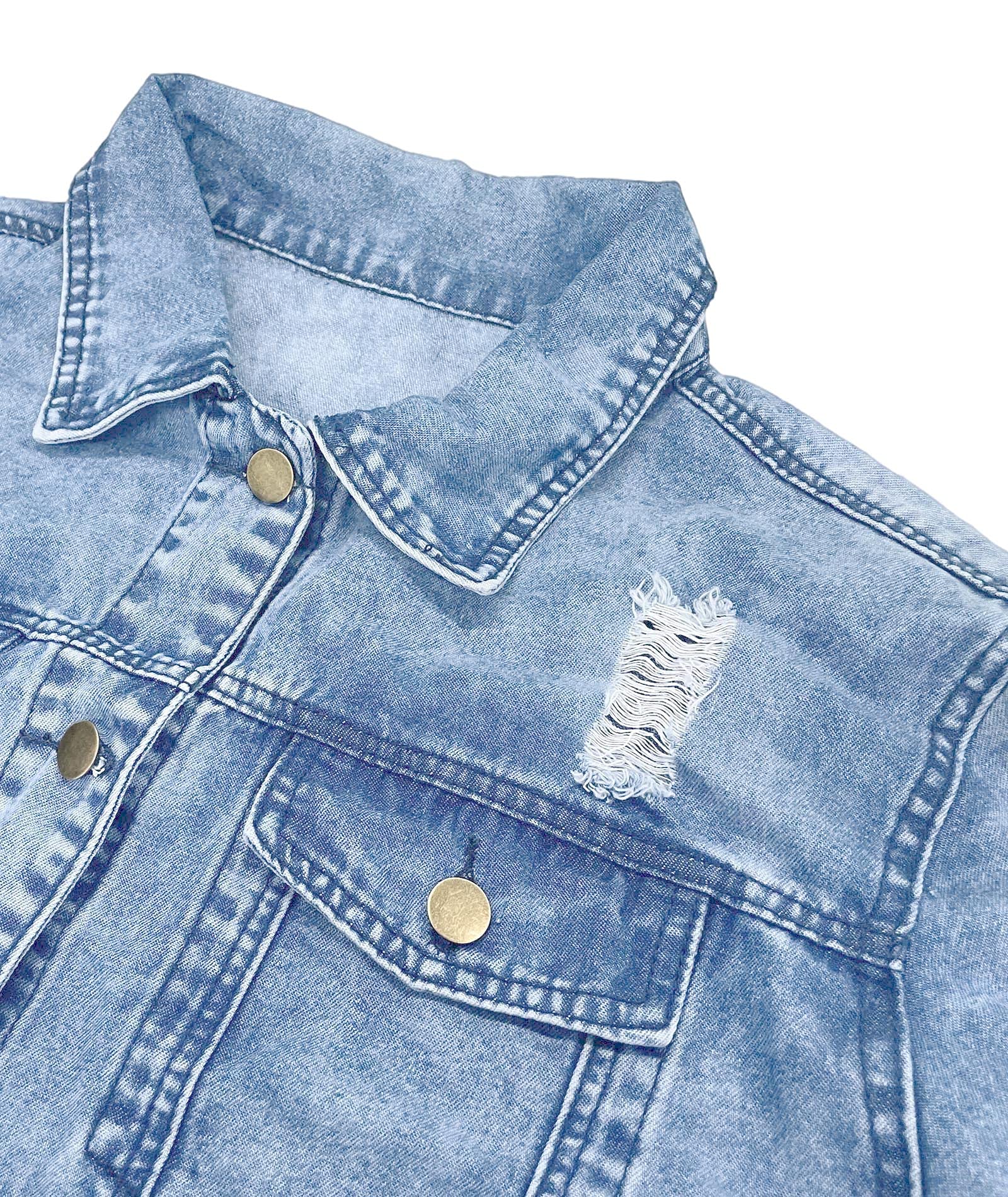 Distressed Denim Jacket for Women - Ripped Denim Outfits & Coats for Spring & Fall | Casual Outerwear for Street Style & Layering
