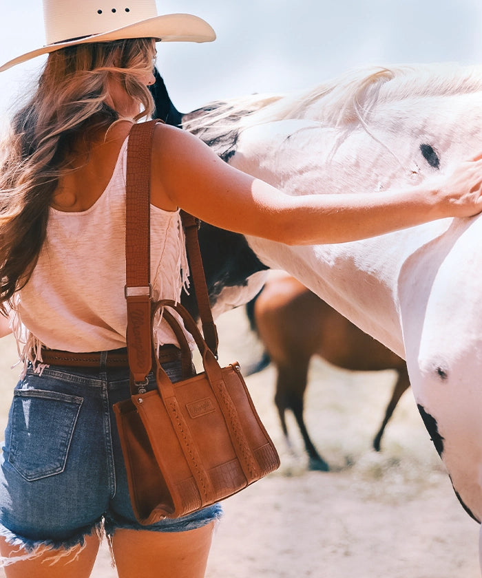 Wrangler Cow Print Crossbody Tote Bag for Women - Stylish Western Handbag for Everyday Use, Shopping & Travel