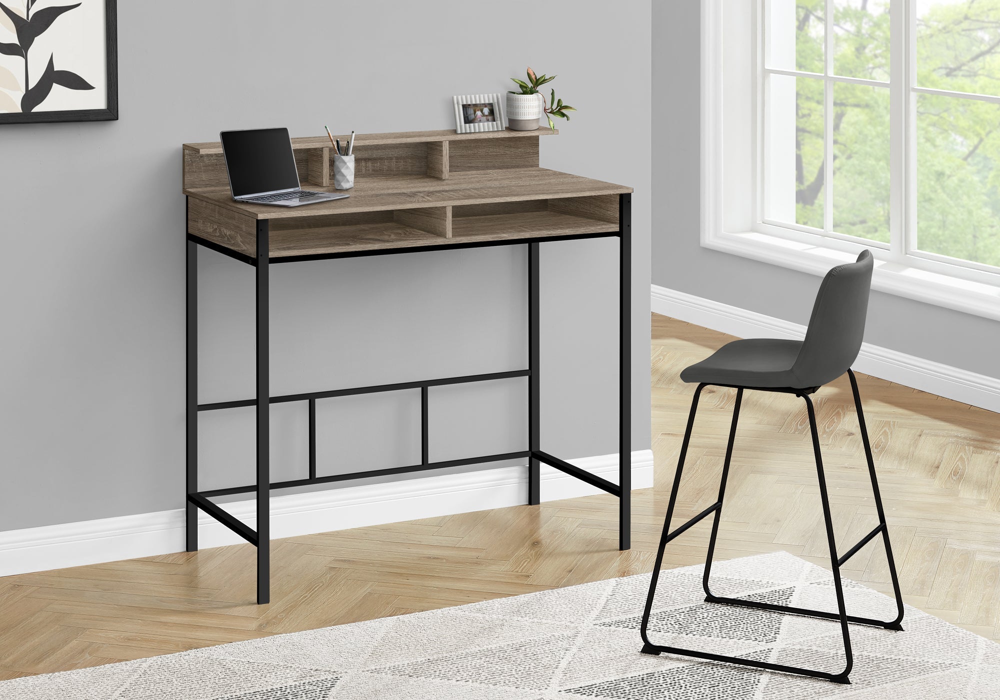 48L Dark Taupe Computer Desk with Adjustable Standing Height - Perfect for Home Office, Gaming Setup & Small Workspaces