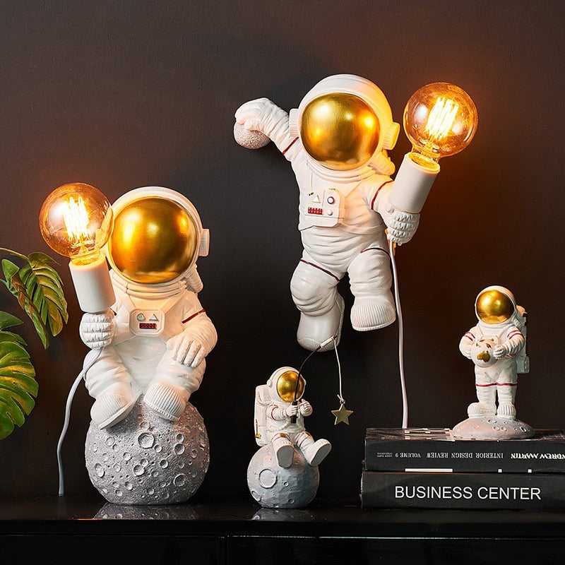 Astronaut Model Night Light - Resin Bedside Table Lamp for Kids Room, Nursery Decor & Space Themed Bedroom Lighting