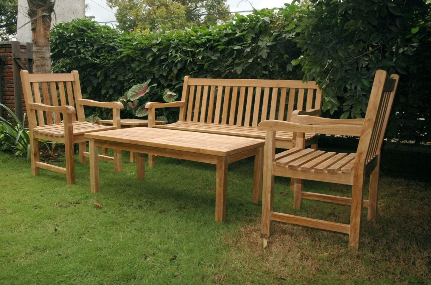 Anderson Teak Classic 3-Seater 5-Piece Outdoor Patio Conversation Set - Perfect for Garden, Backyard, and Poolside Relaxation