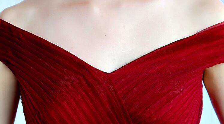 Elegant Off-the-Shoulder Red Tulle Wedding Dress - A-Line Ball Gown for Brides, Formal Parties & Special Occasions | Perfect for Weddings, Proms, Galas and Evening Events