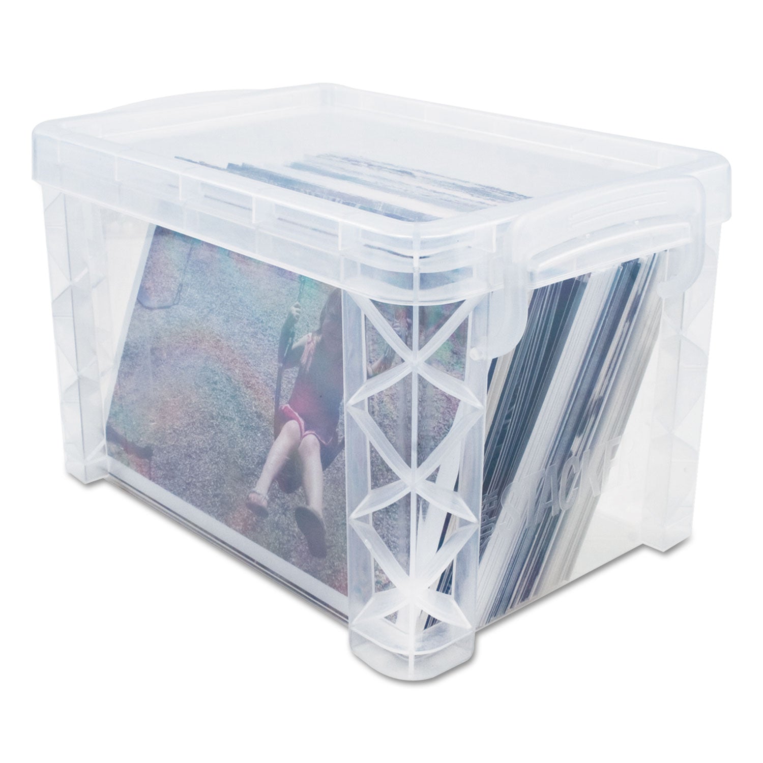 Advantus Super Stacker Plastic Storage Box - Clear Organizer for 400 3x5 Index Cards (6.25