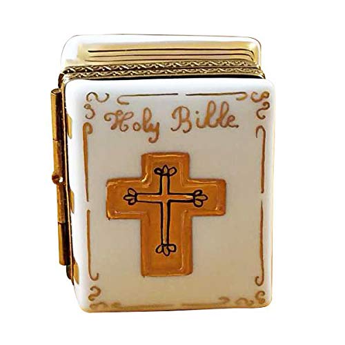 Authentic Limoges Porcelain Bible Figurine Box from France - Perfect for Christian Home Decor, Collectibles & Gift Giving