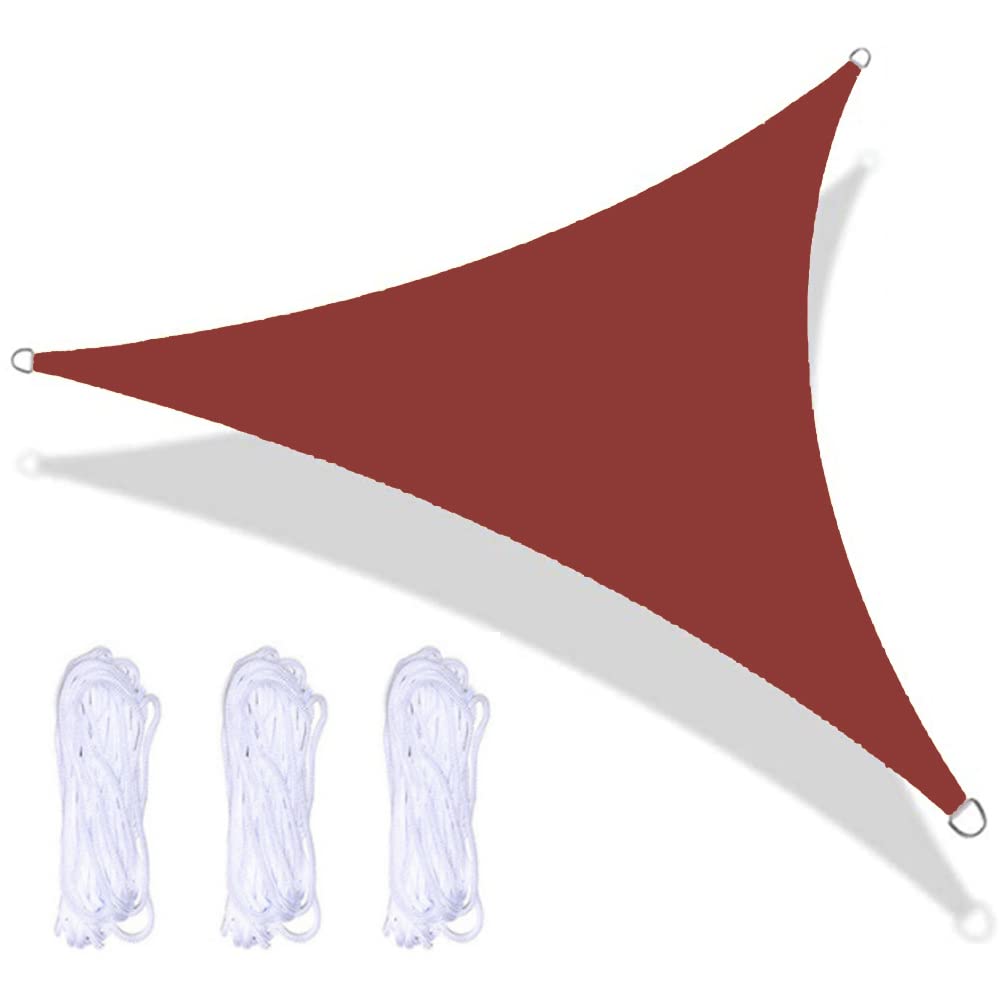 14.7' x 14.7' x 14.7' Triangle Shade Sail - Waterproof & UV Resistant Sun Canopy for Patio, Garden, Backyard, Poolside, Restaurant Outdoor Shade - Perfect for Summer Relaxation & Outdoor Entertaining (Dark Red)