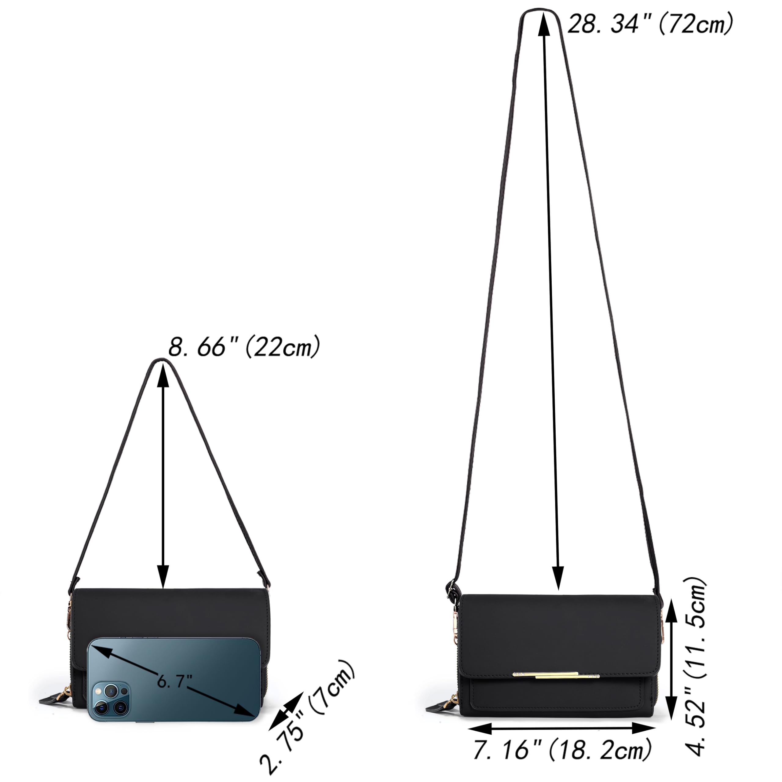 UTO Women's Crossbody Shoulder Bag - Phone Wallet Purse for Daily Use & Travel
