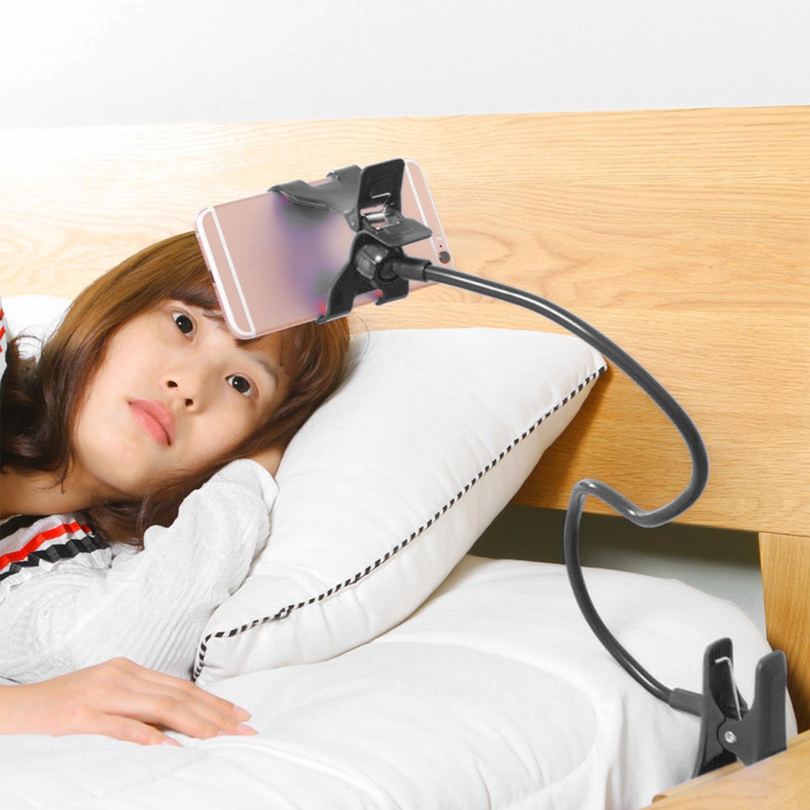 Flexible Gooseneck Phone Holder - Adjustable Bedside Stand for Hands-Free Viewing