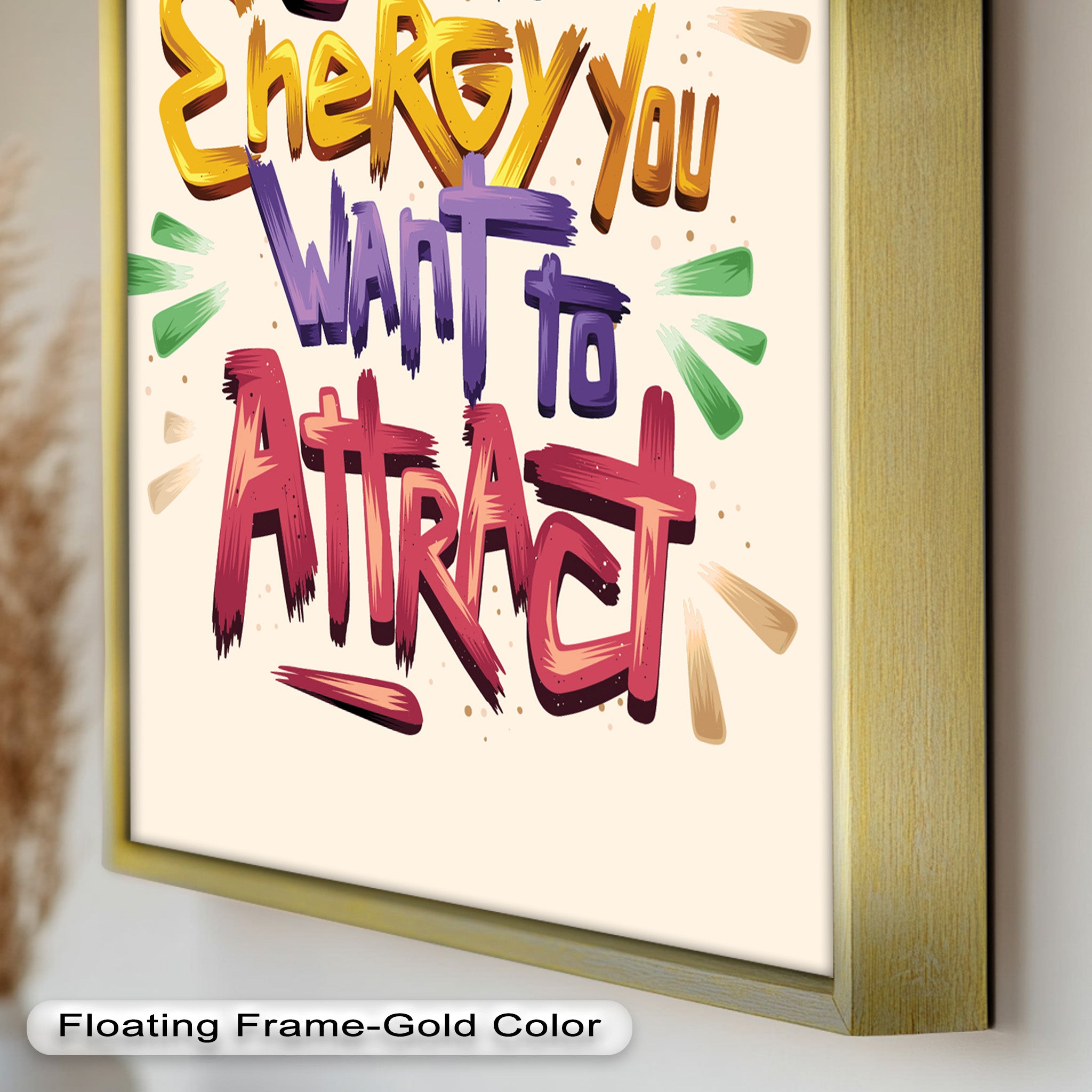 Inspirational Oil Painting - Be the Energy You Want to Attract - Motivational Wall Art for Home, Office & Meditation Space