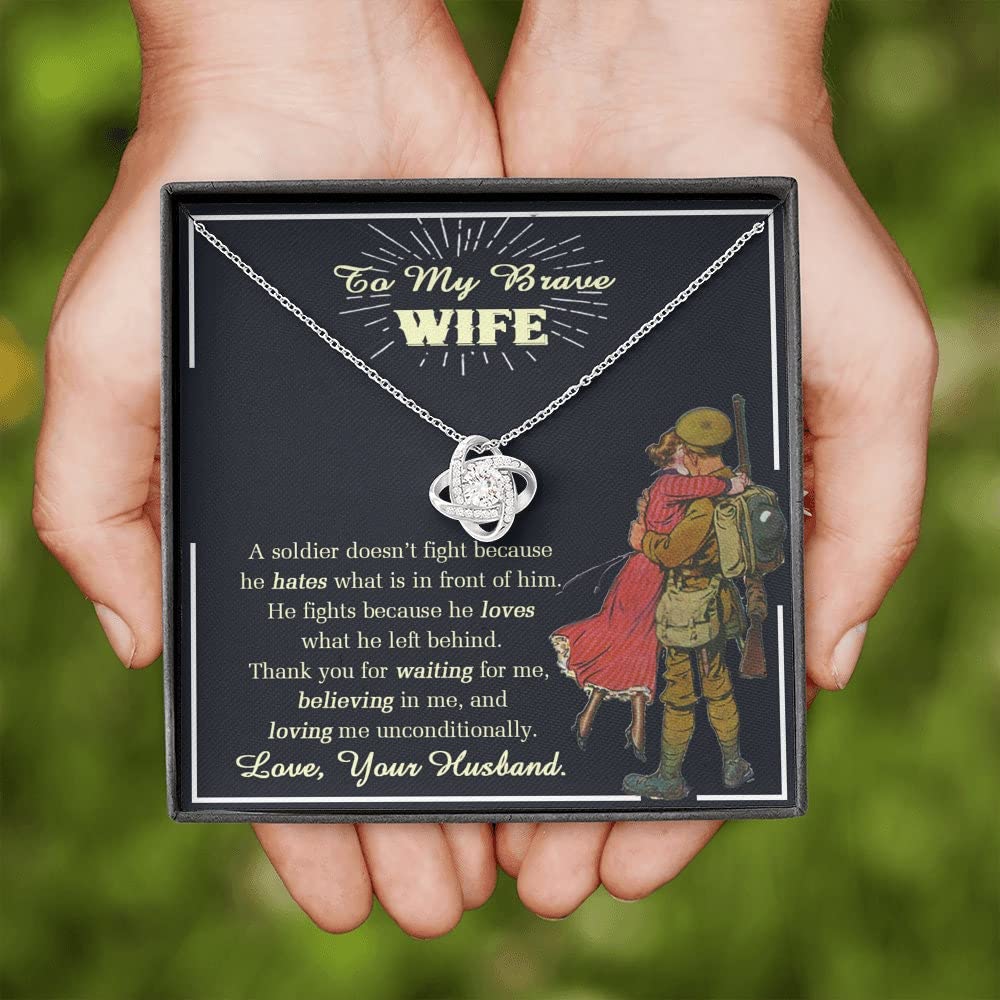 Military Wife Necklace - Meaningful Deployment Gift for Army Wife with Message Card & Gift Box | Army Jewelry, Veteran Day Jewelry for Women | Perfect for Homecoming, Military Balls & Special Occasions