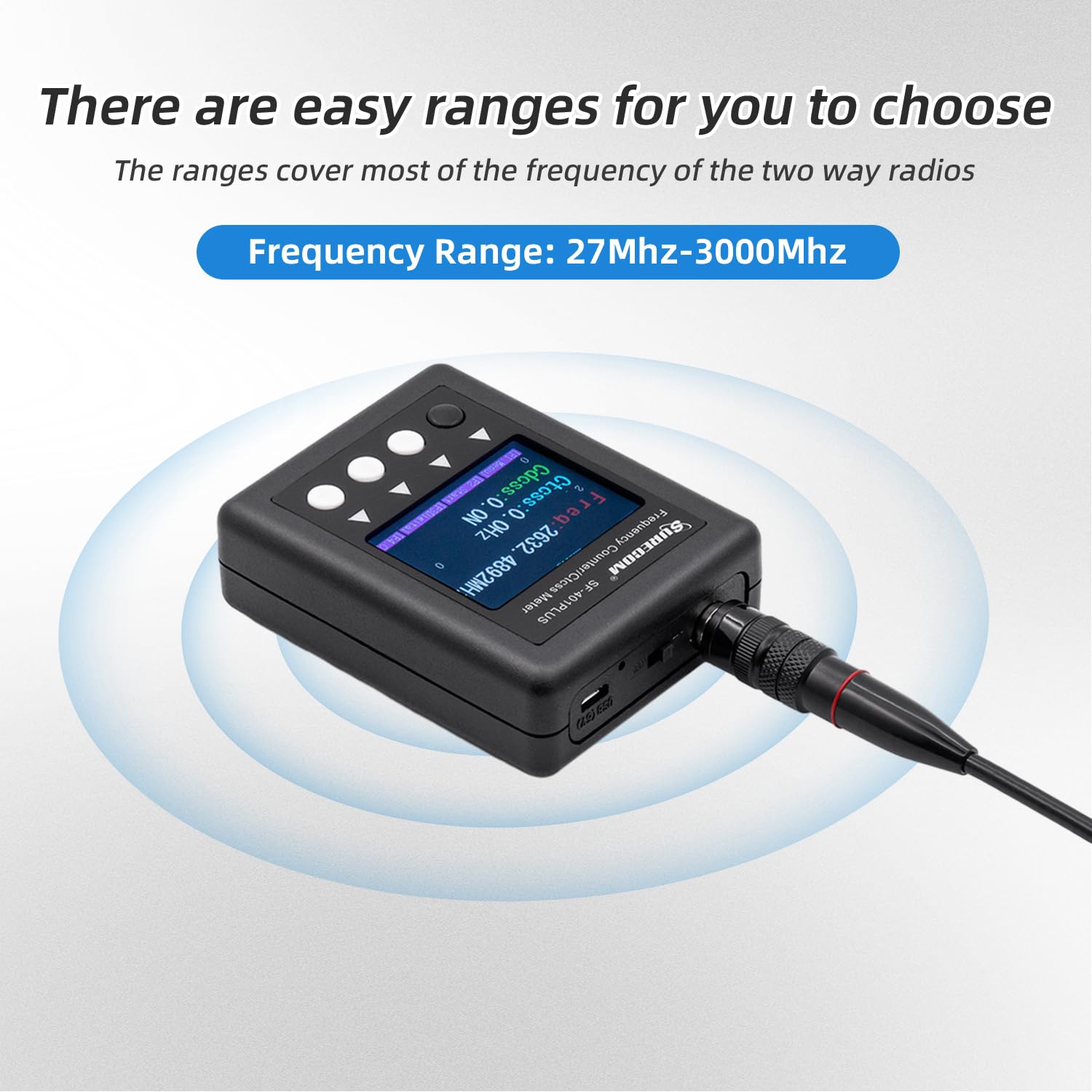Mcbazel Surecom SF401 Plus 27MHz-3000MHz Portable Radio Frequency Counter Meter with CTCCSS/DCS Decoder - Ideal for Ham Radio, CB Radio & Signal Testing