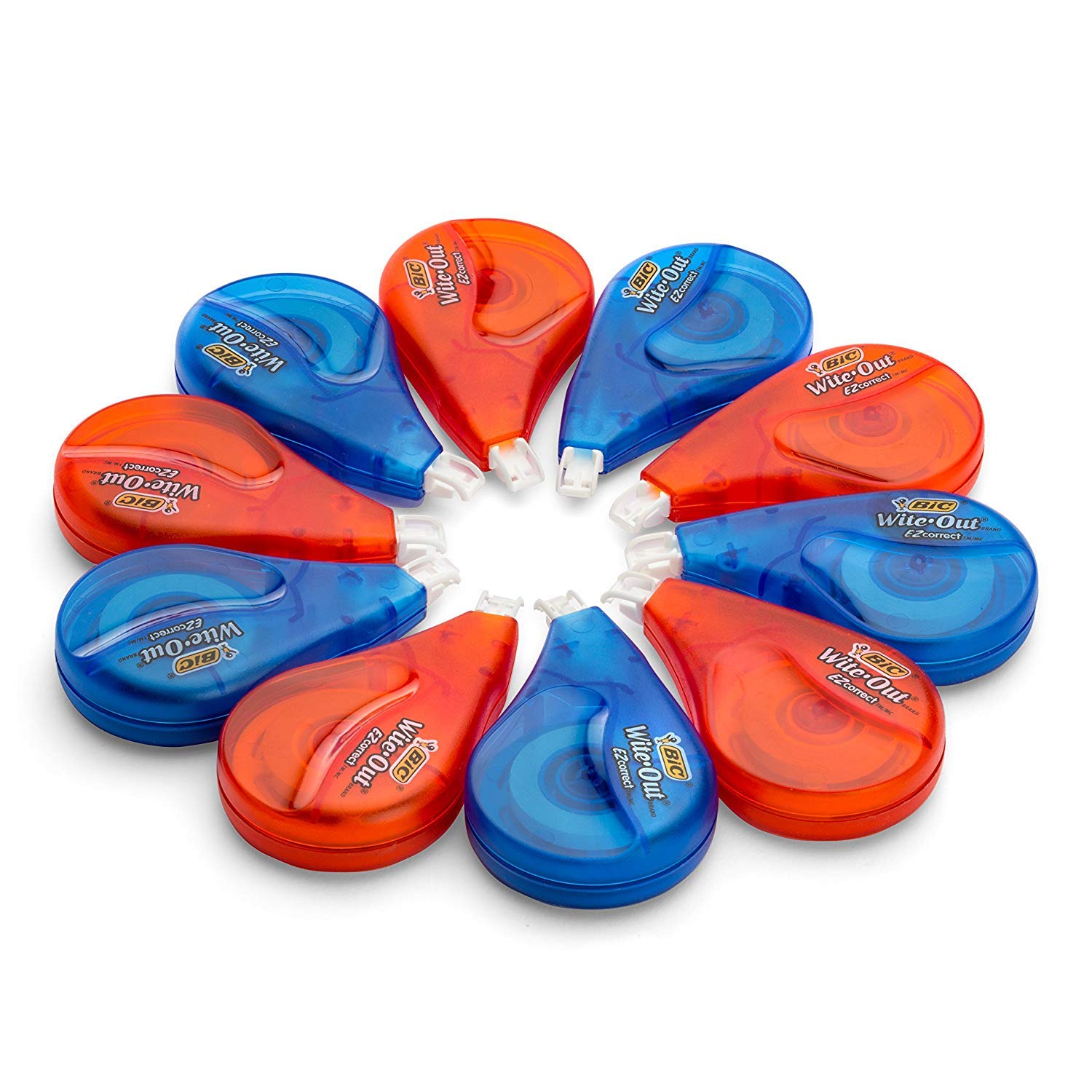 BIC Wite-Out EZ Correct Correction Tape, White, 10-Count (5 Pack) - Quick & Easy Paper Mistakes Fixer for Office, School & Home Use