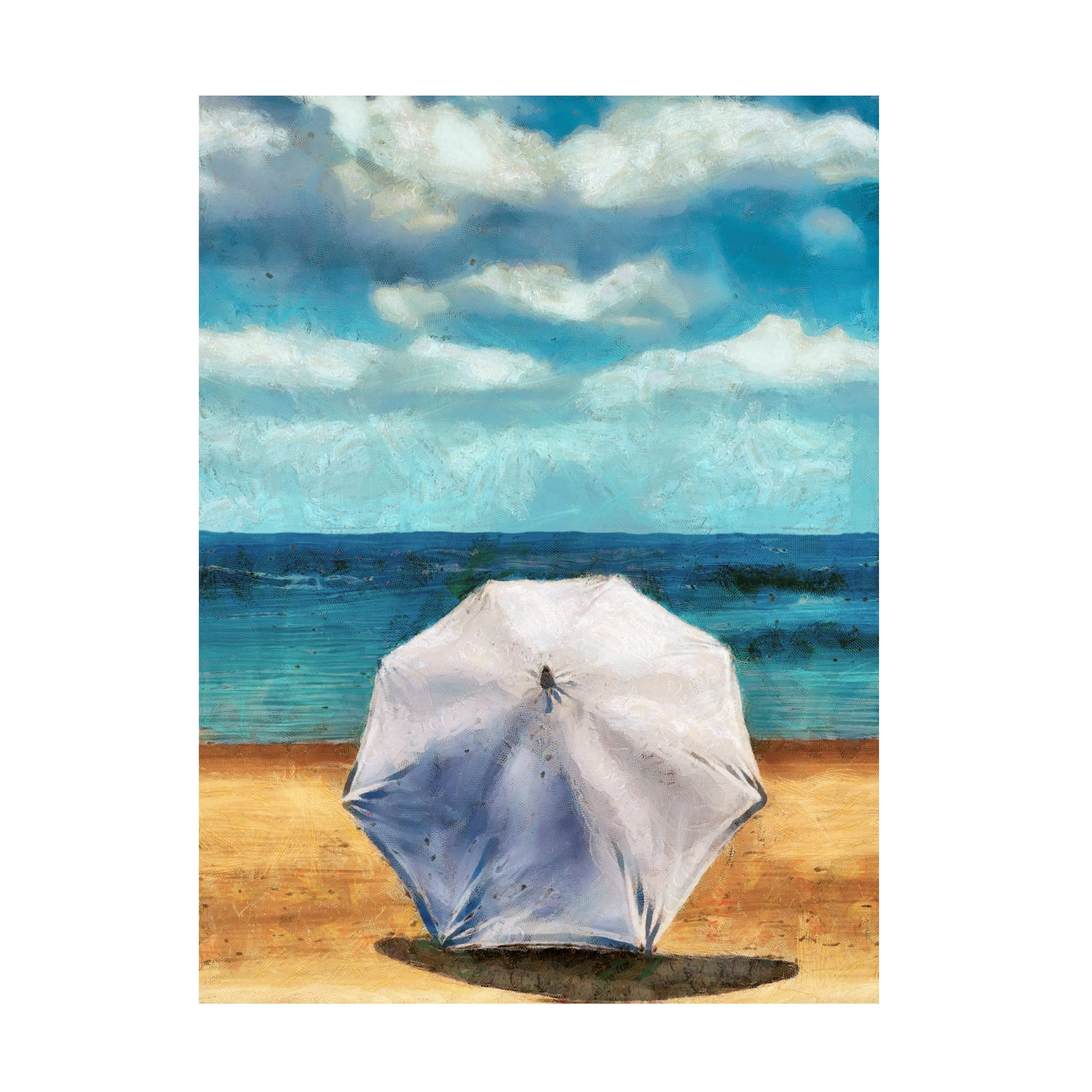 Beach Umbrella II Canvas Wall Art Print by Alonzo Saunders - Coastal Decor for Living Room, Bedroom & Office