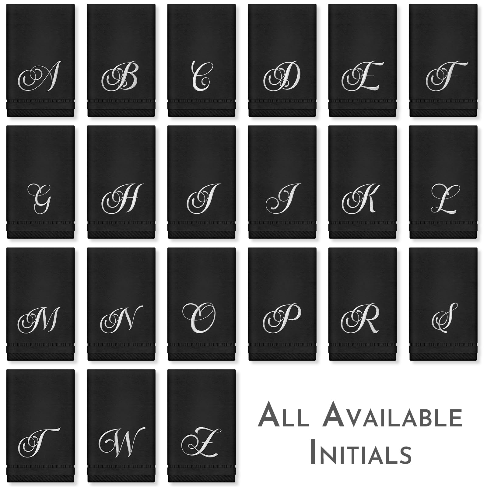 Personalized Monogrammed Hand Towels Set - 100% Cotton Embroidered Bathroom Towels (11