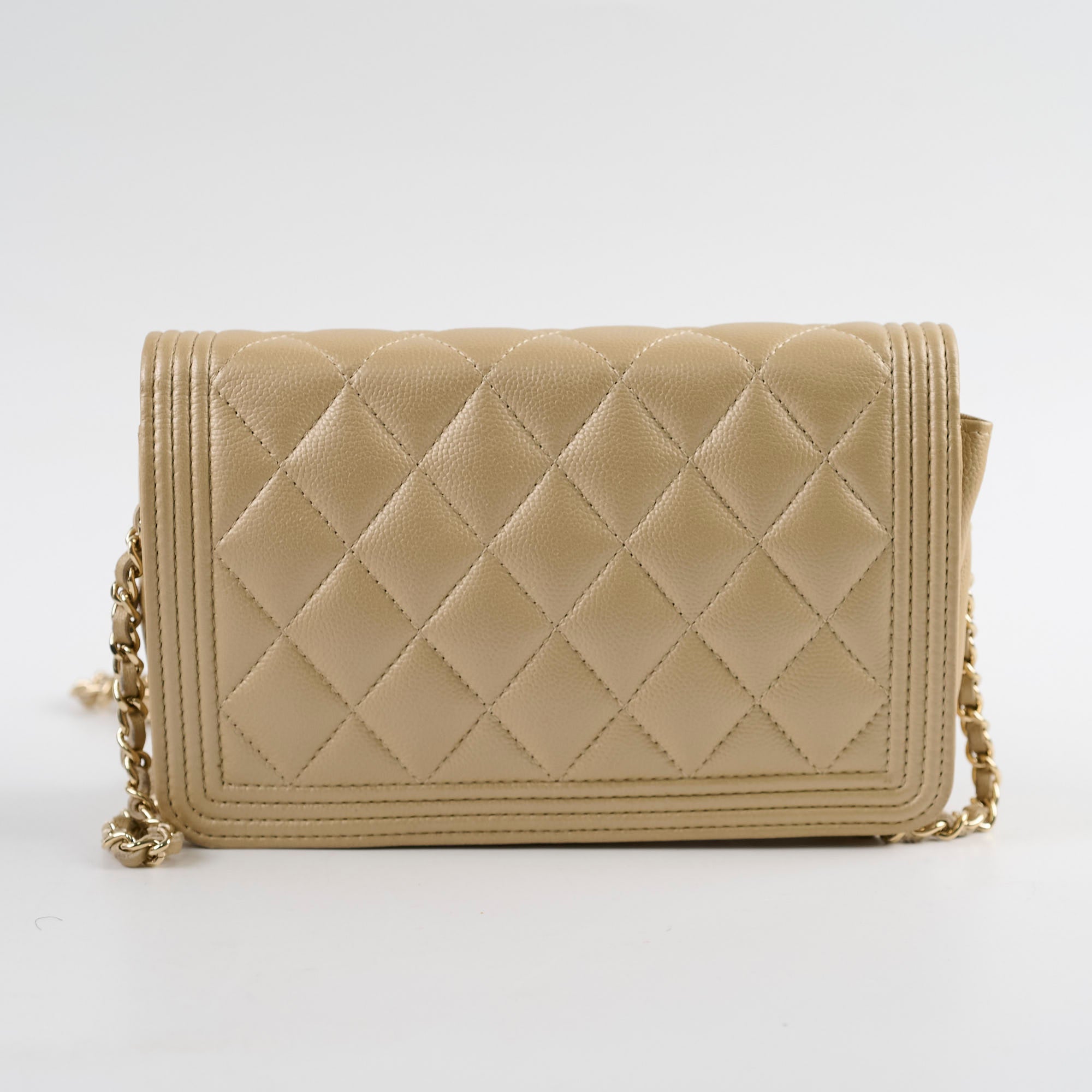 Chanel Boy Wallet On Chain Gold Caviar Leather Crossbody Bag - Luxury Designer Handbag for Women, Perfect for Parties, Date Nights & Special Occasions