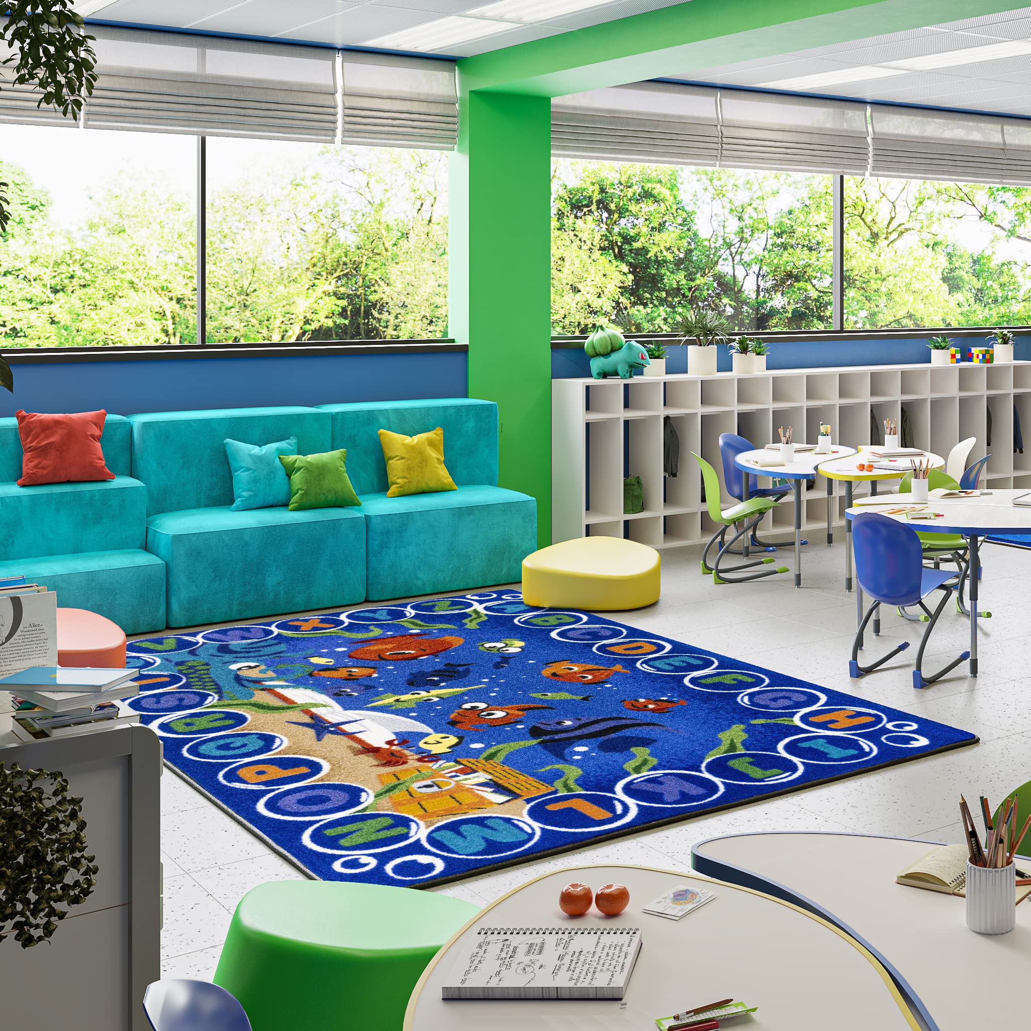 Joy Carpets Underwater Readers Educational Area Rug - 7'8