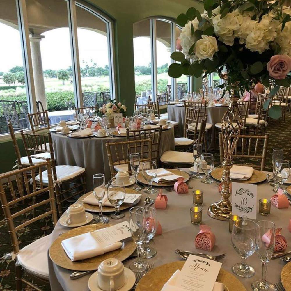 Premium Gold Plastic Charger Plates - Elegant Embossed Floral Design Set of 8 (13 Inch) - Stunning Dinnerware for Weddings, Easter, Formal Dinners & Special Occasions - Perfect Table Decor for Holiday Parties, Bridal Showers & Fine Dining Events