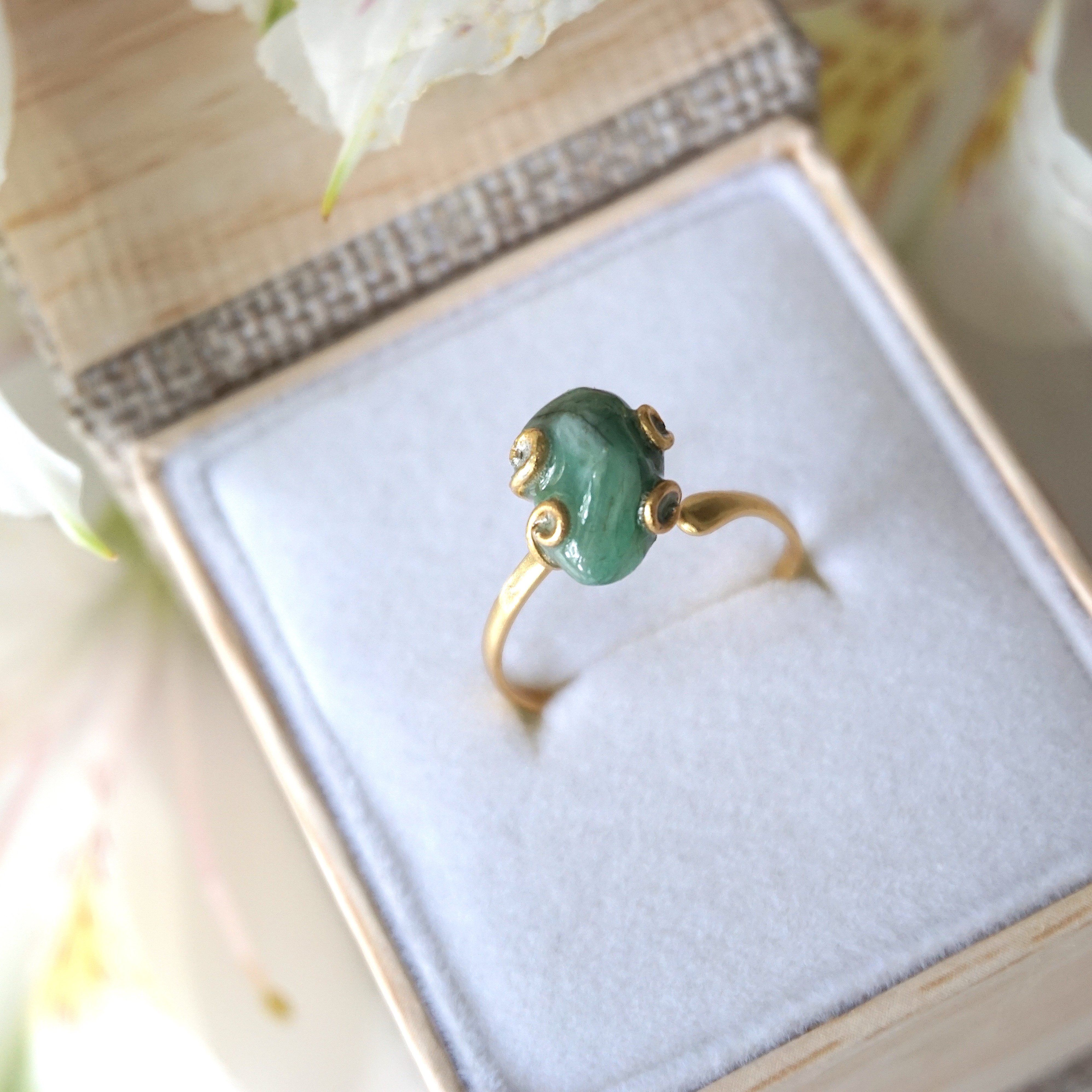 14K Gold Filled Adjustable Emerald Ring for Women - Elegant Stackable Jewelry Gift for Birthday, Anniversary & Valentine's Day