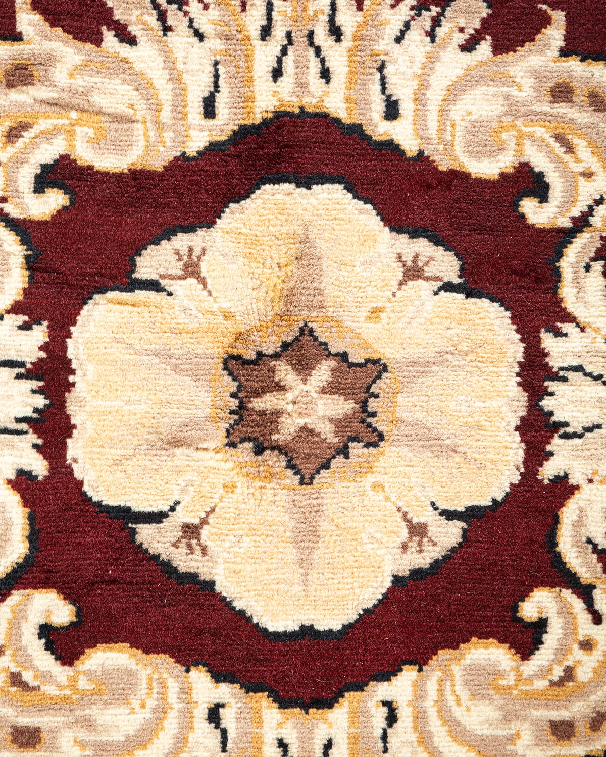 Handmade Wool Oriental Mogul Brown 6x9 Area Rug - Traditional Hand-Knotted One-of-a-Kind Solo Rugs for Living Room, Bedroom & Home Decor