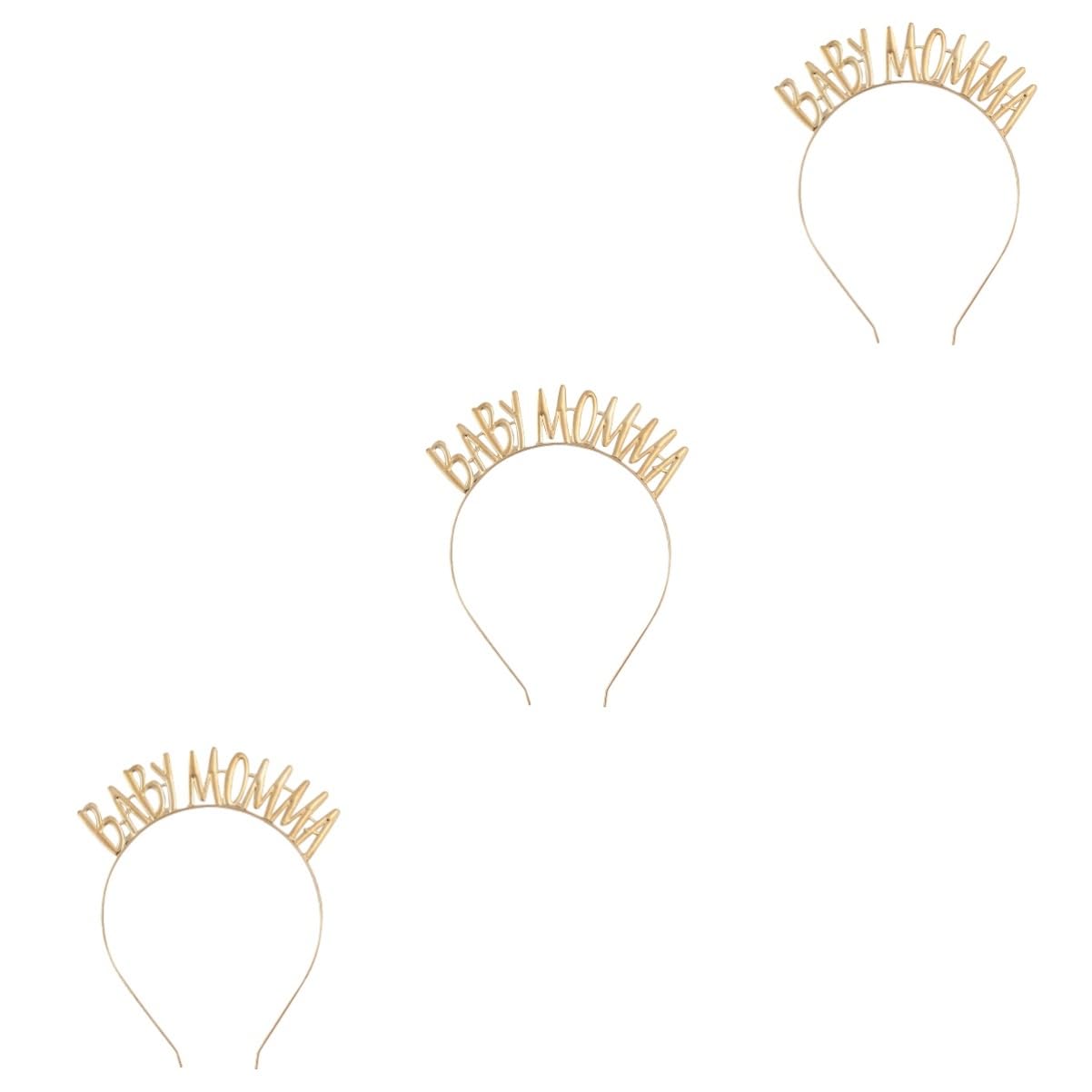 Minkissy 3-Piece Hair Ties Set for Women - Gold Rhinestone Headbands for Moms, Baby Shower Gifts, Bridal Party Accessories | Perfect for Pregnancy Announcements, New Mom Gifts & Special Occasions