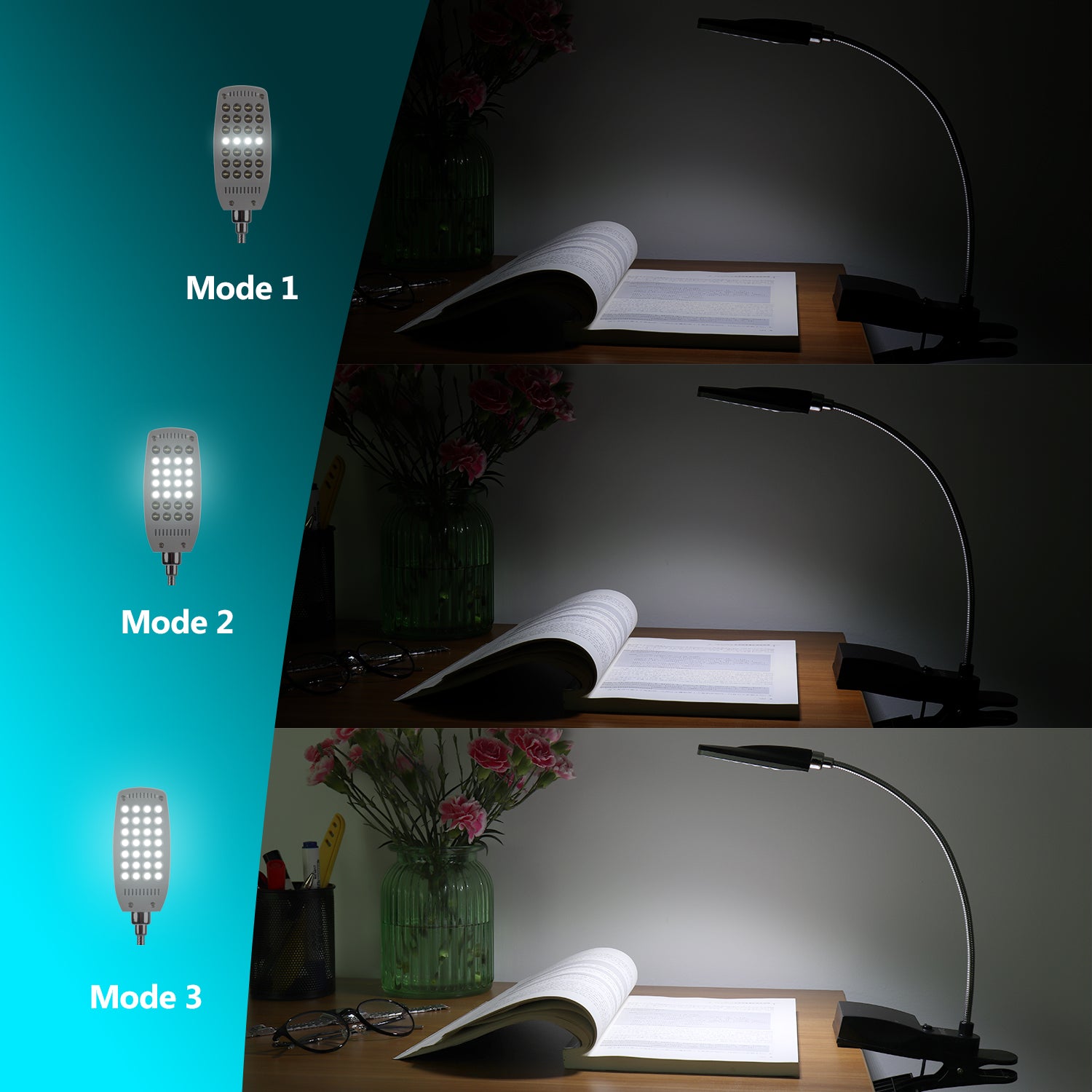 Adjustable USB Gooseneck LED Reading Lamp - Flexible Neck for Bed, Desk & Shelves - Perfect for Night Reading, Studying & Workspace Lighting - ULT300