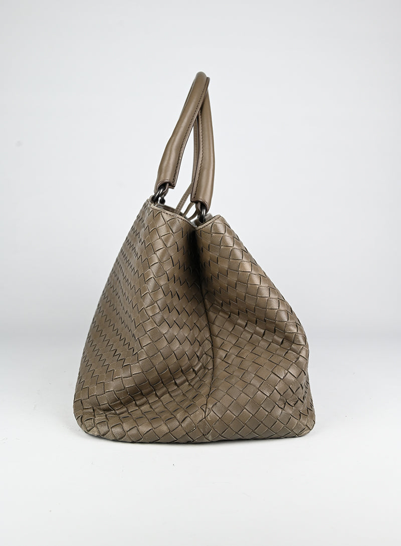 Bottega Veneta Milano Leather Handbag in Mud Color - Luxury Italian Designer Tote for Women, Perfect for Work, Travel & Everyday Use