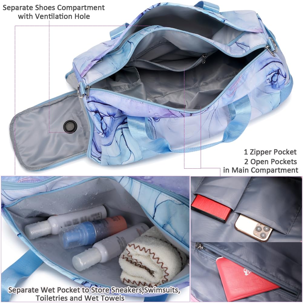 **Waterproof Sports Duffle Bag for Girls - Gym, Dance, Travel & Sleepover Bag with Shoe Compartment & Wet Pocket | Perfect for Workouts, Dance Classes, Weekend Trips & Overnight Stays**