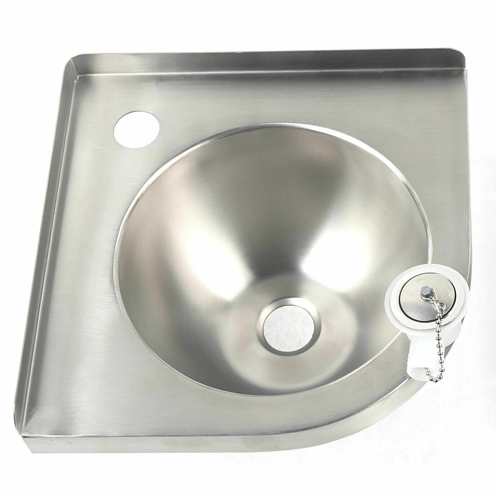 **Stainless Steel RV Bathroom Corner Sink - Small Triangle Sink for RV, Boat & Camper Van with Down Pipe | Compact Wash Basin for Space-Saving Toilet Vanity | Perfect for Tiny Homes & Mobile Living**