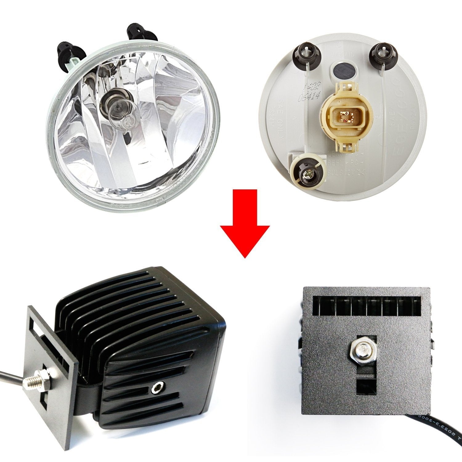 40W CREE LED Pods with Fog Light Bracket & Wiring Kit - Compatible with GMC Sierra, Chevy Colorado, Tahoe - Perfect for Off-Roading, Night Driving, and Foggy Conditions