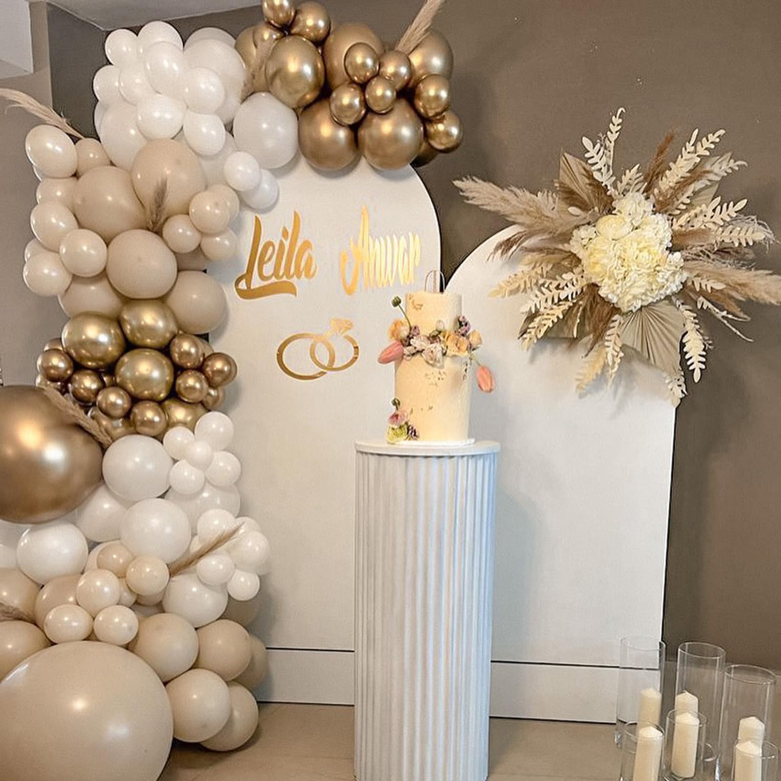 102 Pcs White and Gold Balloon Garland Arch Kit - Beige White Gold Balloons for Boho Wedding, Baby Shower, Bridal Shower, Engagement & Birthday Party Decorations | Perfect for Backdrop, Photo Booth & Ceiling Decor