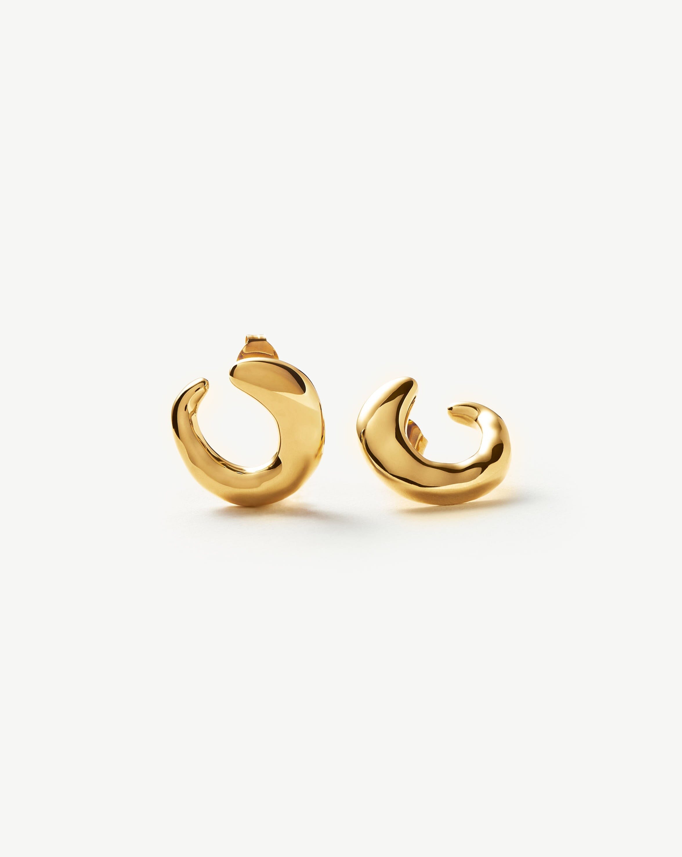 18k Gold Vermeil Molten Open Earrings – Elegant Dangle Hoops for Women, Perfect for Parties, Weddings & Everyday Wear