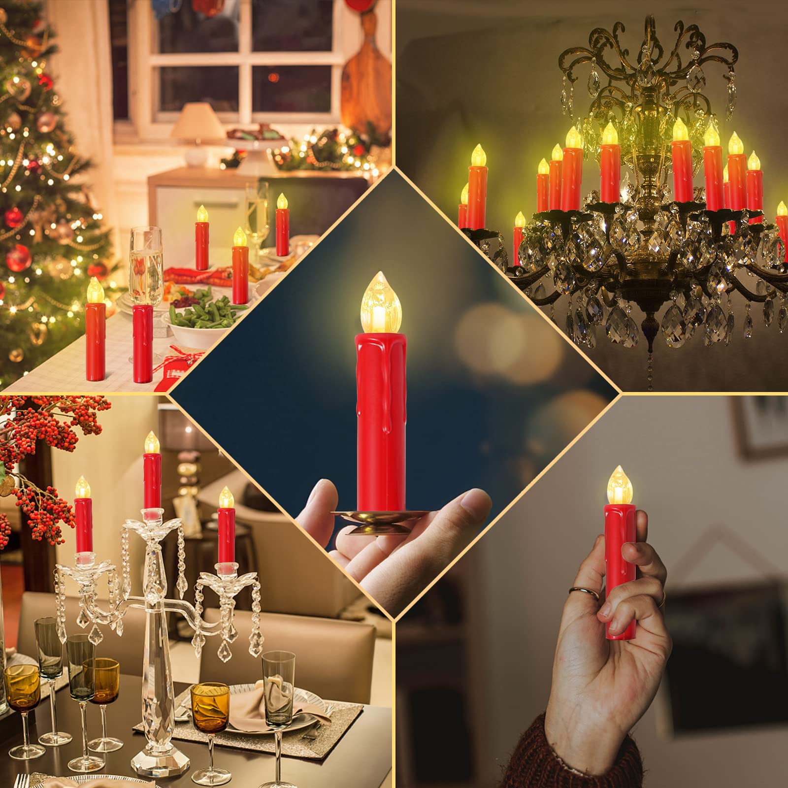 30-Pack LED Flameless Taper Candles for Christmas Tree - Battery Operated with Remote, Timer & Dimmer - Warm White Window Lights - Perfect for Holiday Decor, Home Lighting & Festive Ambiance