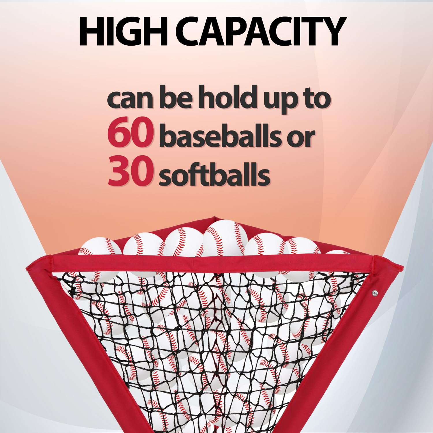 Smartxchoices Metal Frame Baseball & Softball Practice Ball Caddy - Holds 60 Baseballs or 30 Softballs for Hitting, Pitching, Batting Practice & Field Training - Includes Carry Bag - Perfect for Backyard Drills, Team Practices & Coaching Sessions