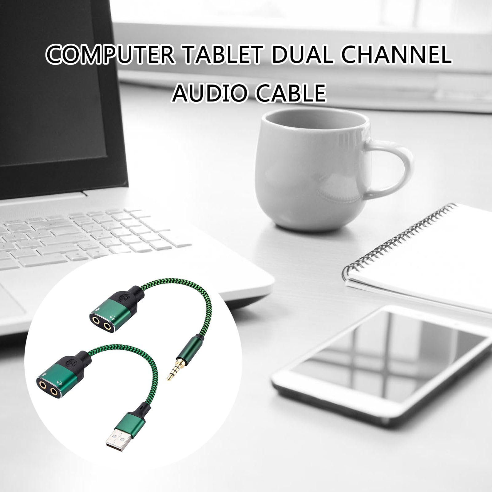 HIOPOIUYT Plug and Play USB Sound Card with 3.5mm Audio Jack - USB to Headphone Adapter for PC/Laptop - No Driver Required - Perfect for Gaming, Streaming & Conference Calls