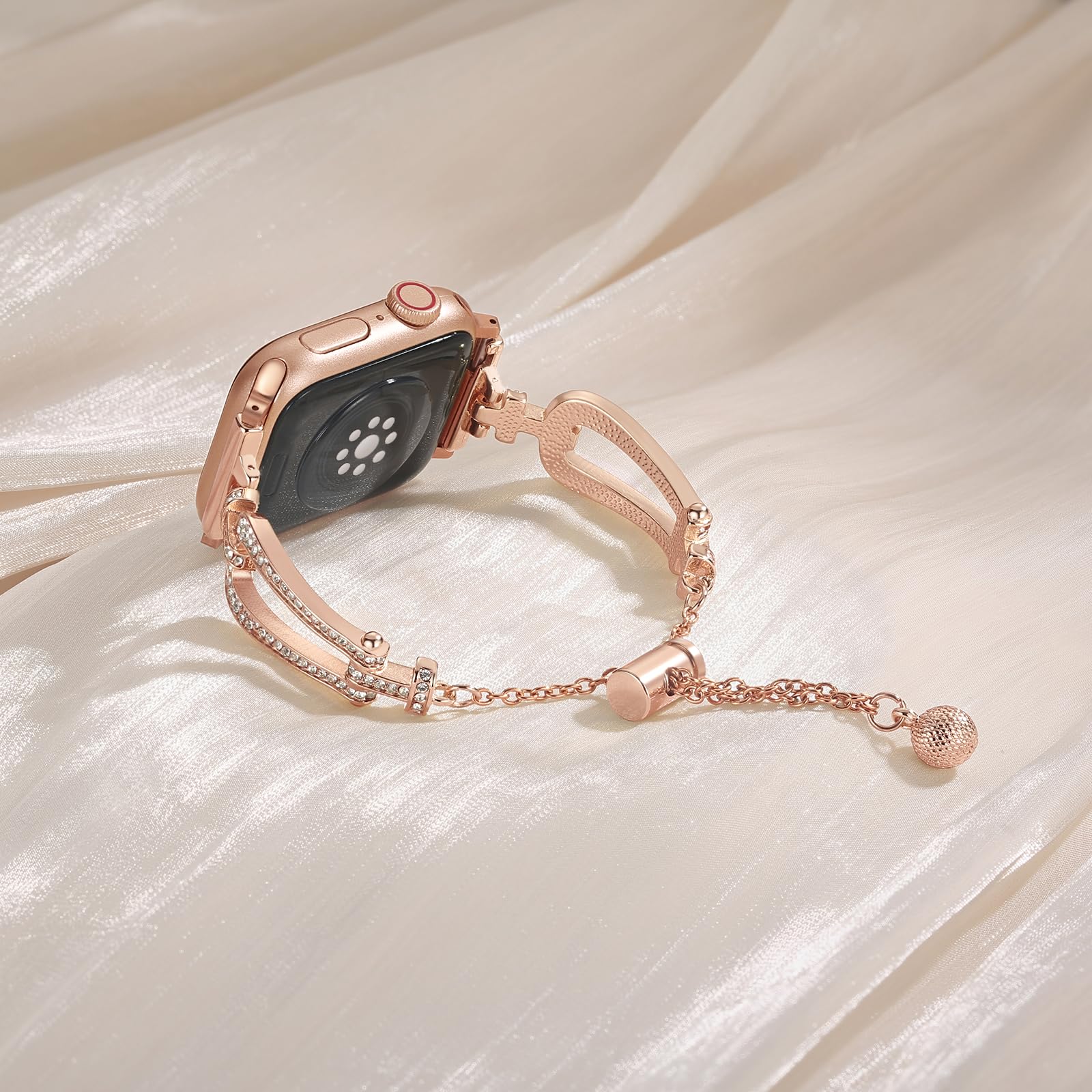 Sparkling Rhinestone Apple Watch Band for Women - Elegant Jewelry Strap Compatible with 38mm 40mm 41mm 42mm 44mm 45mm 49mm iWatch Series SE/8/7/6/5/4/3/2/1 - Perfect for Parties, Weddings & Special Occasions