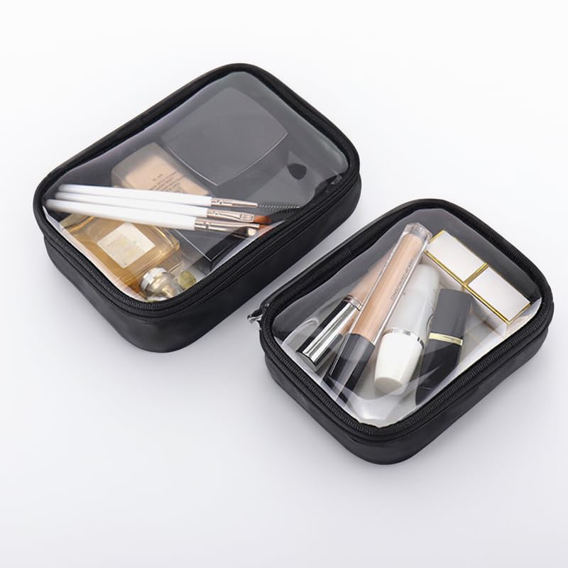 3-Piece Clear Makeup Bags Set - TPU Travel Toiletry Organizer with Zipper for Cosmetics, Toiletries & Accessories (Small, Medium, Large) - Perfect for Air Travel, Gym, Beach & Daily Organization