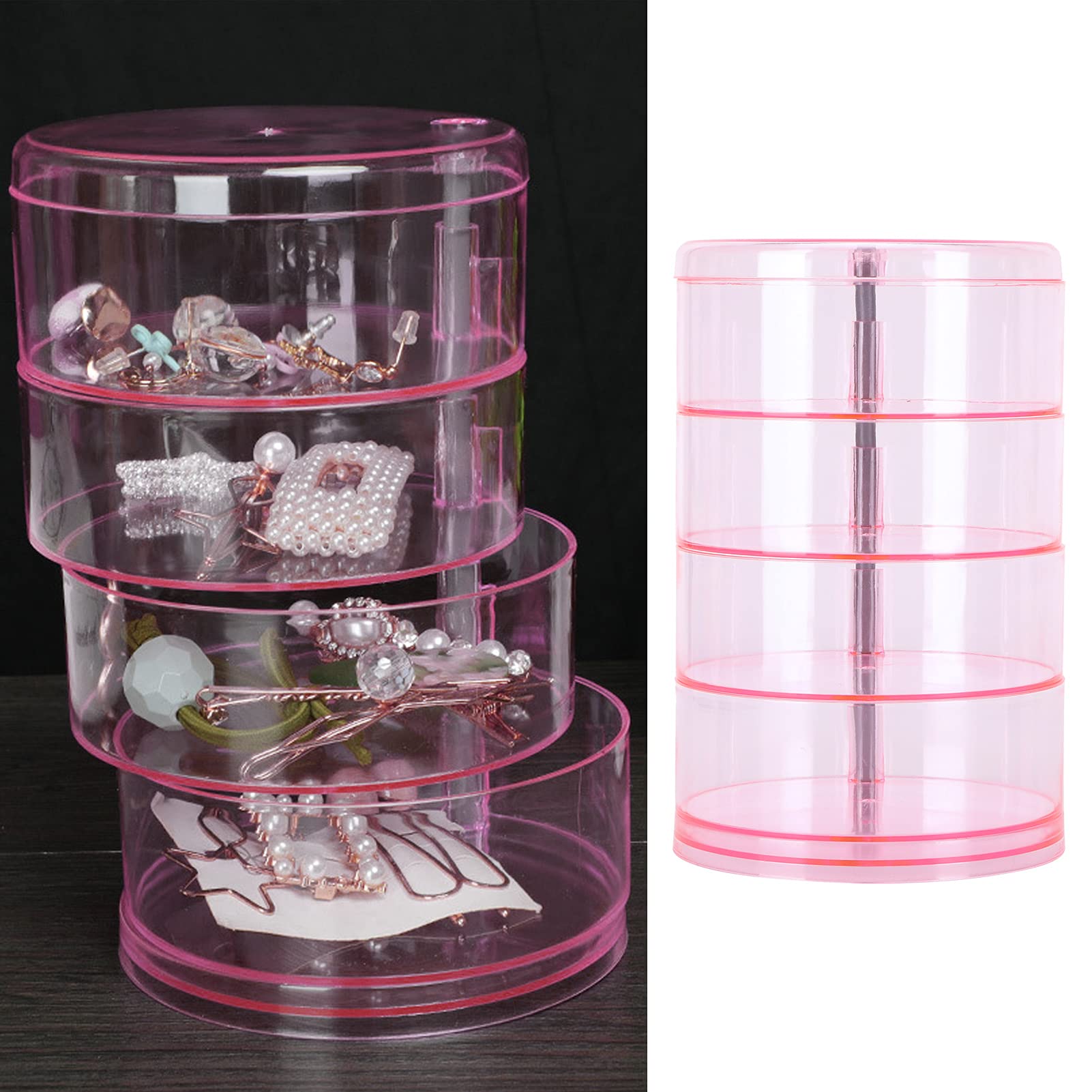 HERCHR Rotating Jewelry Organizer Box - Clear Acrylic Earring & Ring Storage Case with 360° Rotation | Perfect Jewelry Display Organizer for Girls, Women, Travel & Vanity Decor