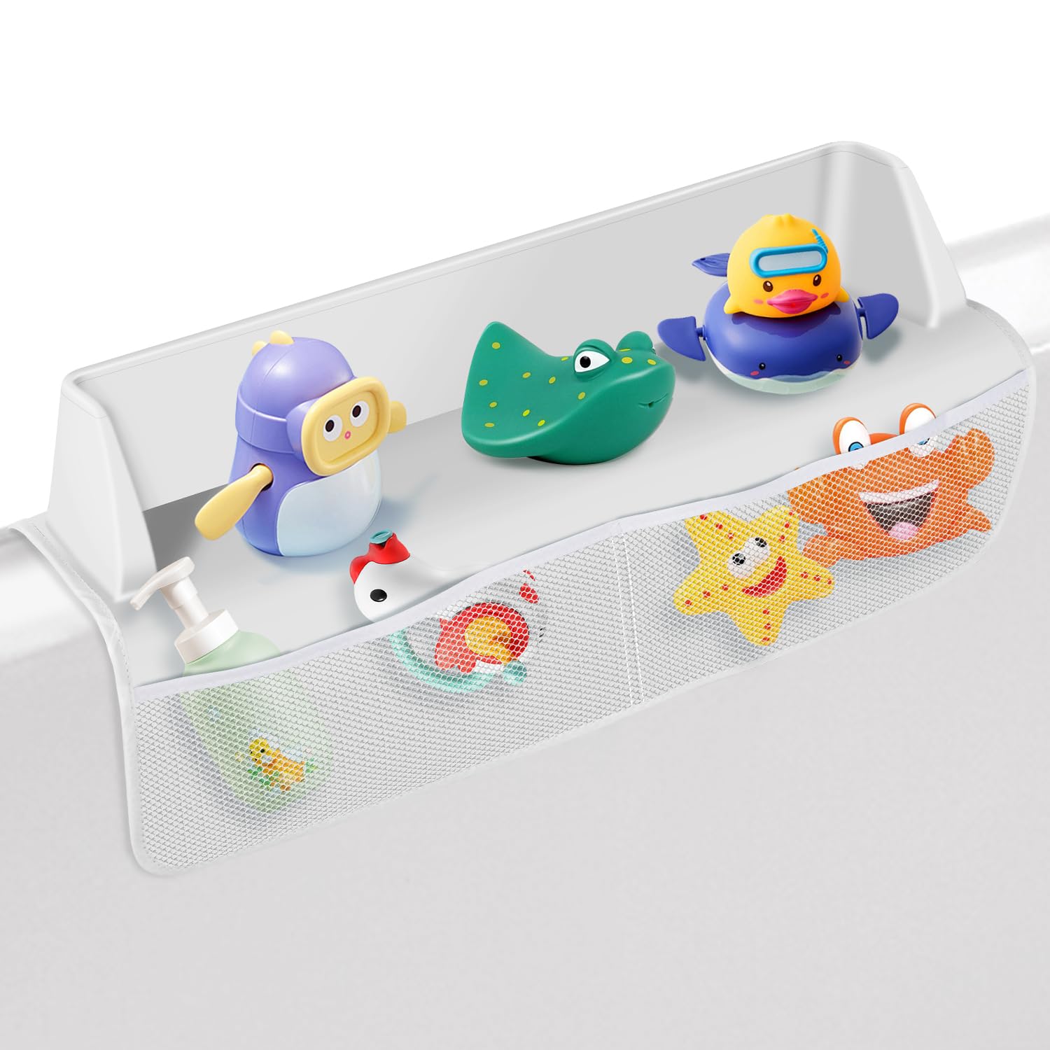 Bathtub Splash Guard with 4 Mesh Pockets & 8 Suction Cups - 22