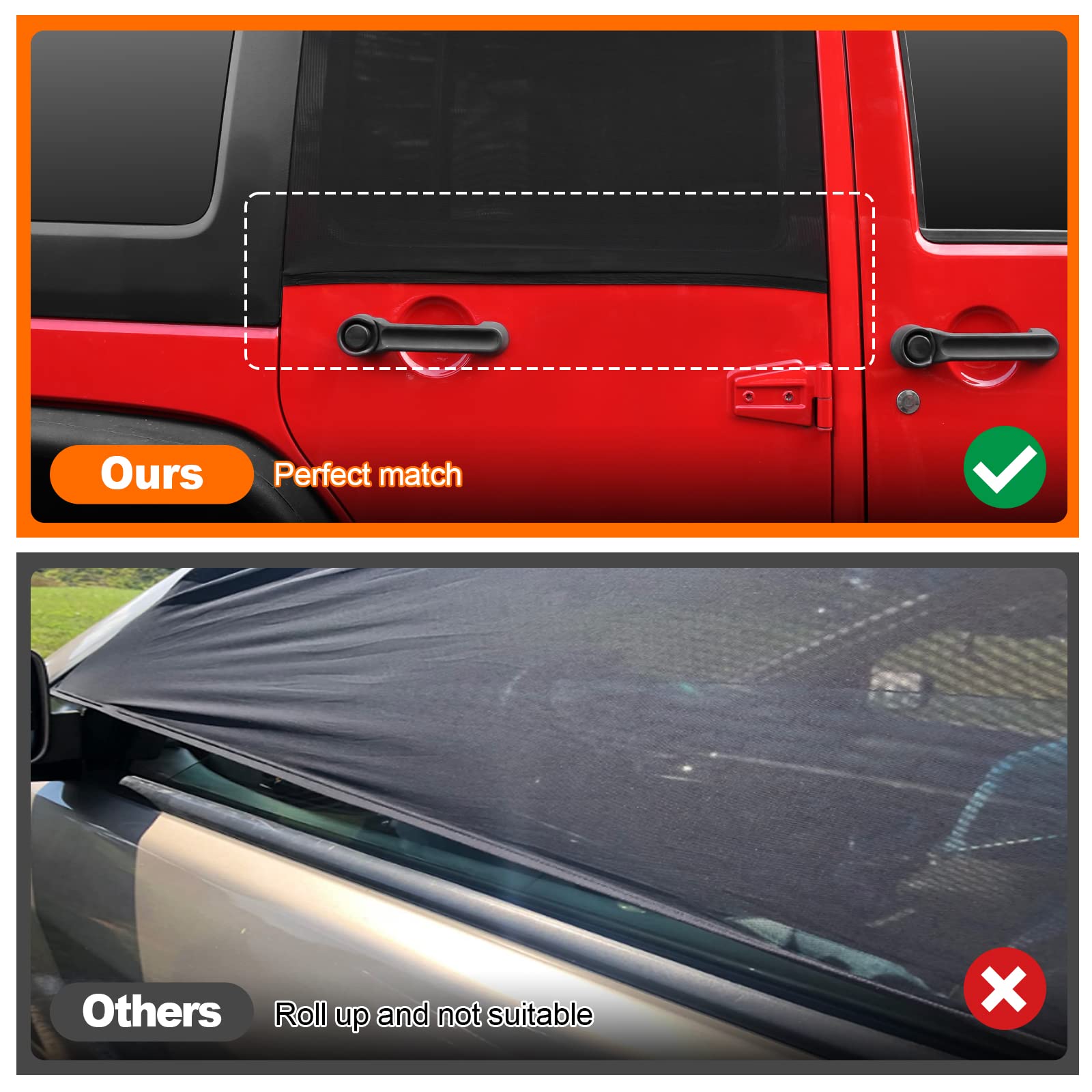 Premium Blackout Car Window Shades - Custom Fit for Jeep Wrangler, Cherokee, Grand Cherokee & More (2-Pack) | UV Protection & Privacy for Road Trips, Camping & Baby Naps