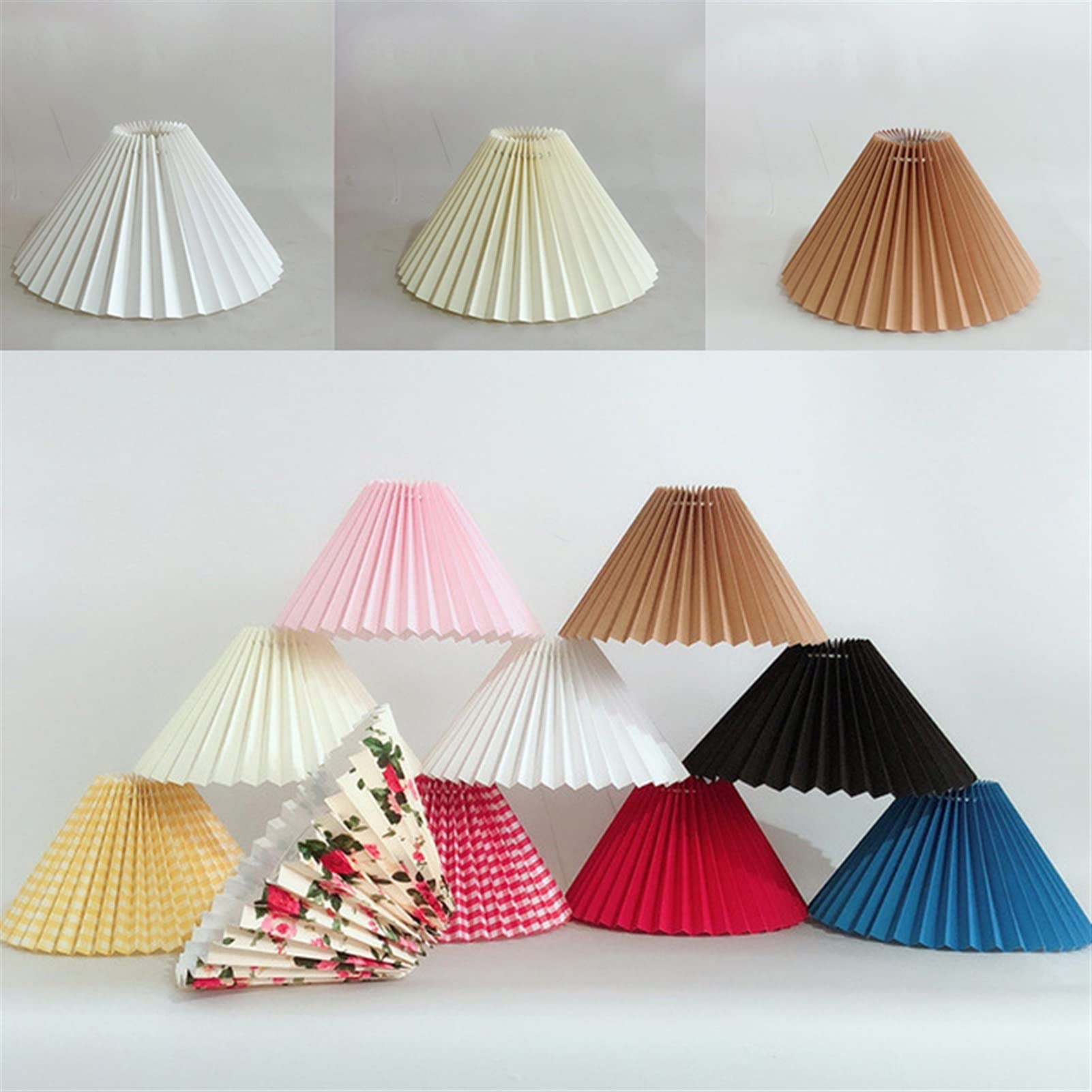 Japanese Style Pleated Fabric Lampshade - Blue Table & Floor Lamp Shade with E27 Base for Bedroom, Living Room, Office Decor | Soft Lighting for Cozy Ambiance & Relaxation