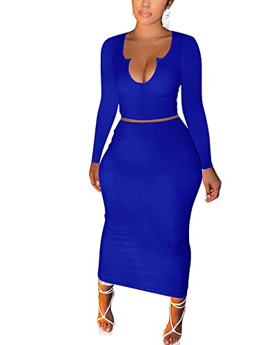 Royal Blue A-two Piece Skirt Outfits