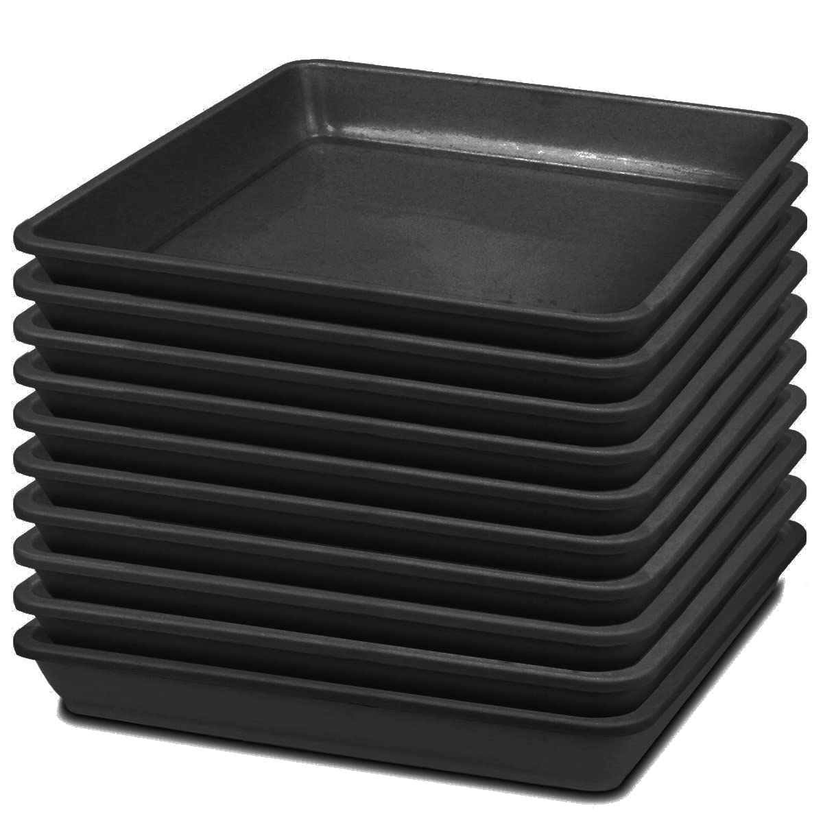 10 PCS 7-Inch Square Plastic Plant Saucers - Thick Drip Trays for Flower Pots, Garden Planters & Potted Plants | Water & Soil Protection | Indoor/Outdoor Use (Black)
