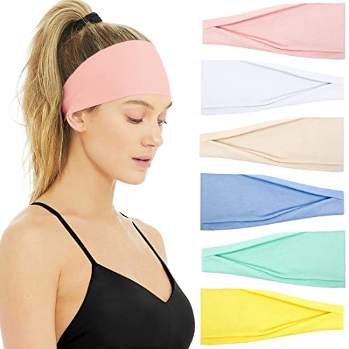 Huachi Non-Slip Wide Headbands for Thick Hair - Athletic Yoga Workout Head Wrap, Sweat-Wicking Hair Accessories for Women, Gym, Running & Outdoor Sports