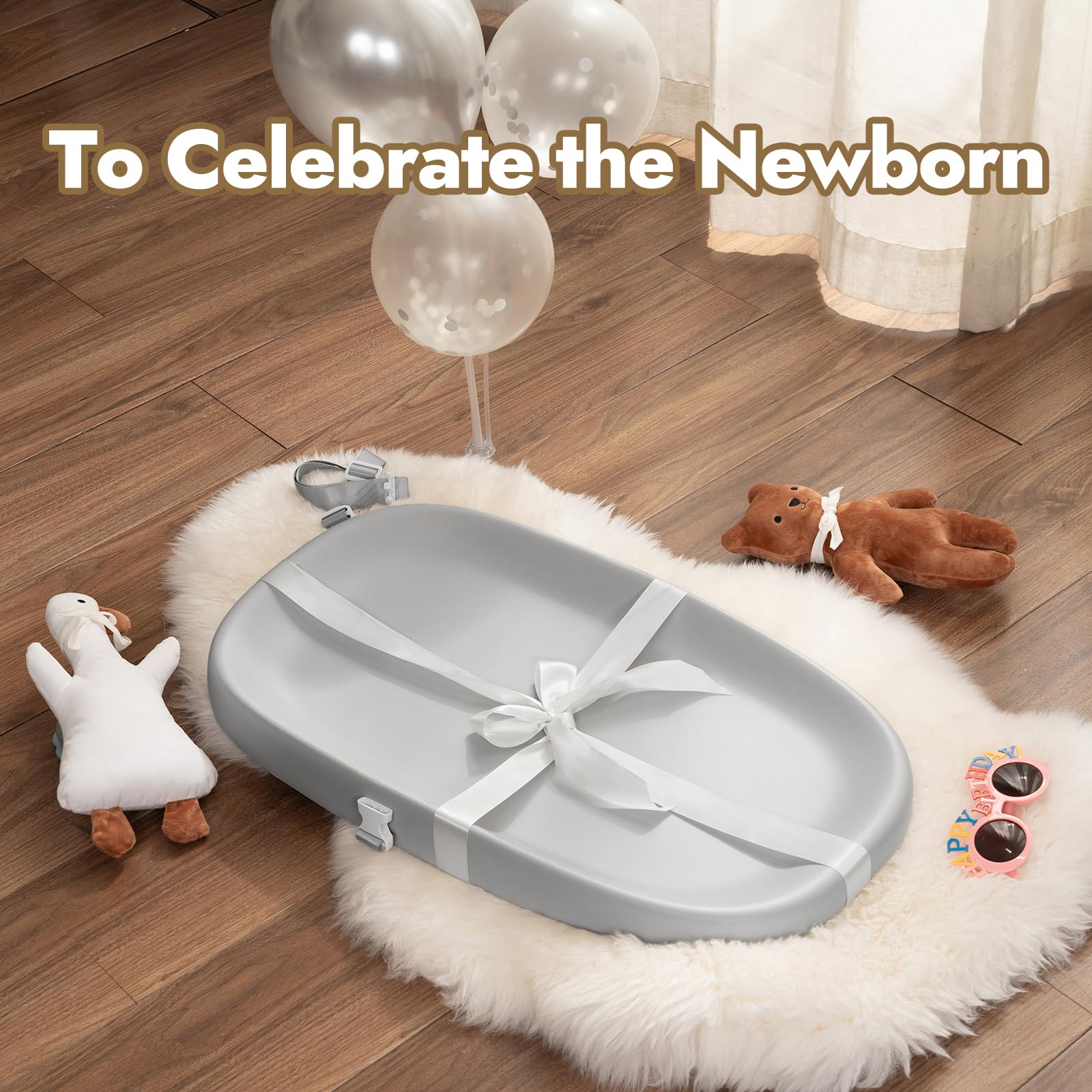 Papablic Wipeable Baby Changing Pad with Removable Safety Strap - Waterproof, Non-Slip & Easy to Clean - Perfect for Nursery Dresser, Bed & Travel Use