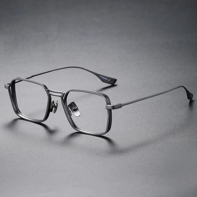 Brightzone Unisex Full Rim Square Double Bridge Titanium Eyeglasses 79405 - Lightweight Durable Frame for Work, Reading & Fashion (Black/Silver)