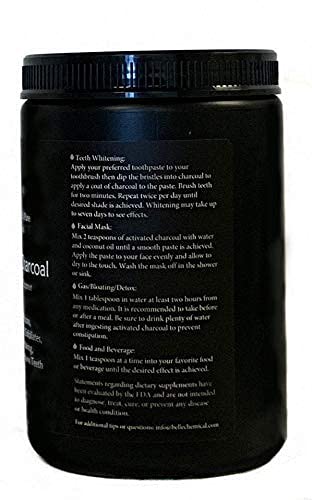 Large Less-Mess Jar Coconut Activated Charcoal Powder - Bulk Food Grade, Kosher, NSF Certified for Teeth Whitening, Facial Scrub & Soap Making | Detox, Skin Care & DIY Beauty Products