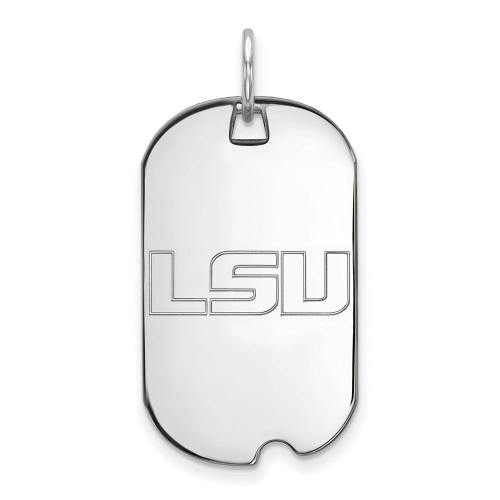 LSU Small 1/2 Inch Military Dog Tag - 10k White Gold Personalized ID Tag for Pets, Soldiers & Emergency Use - Perfect for Dogs, Cats & Military Personnel