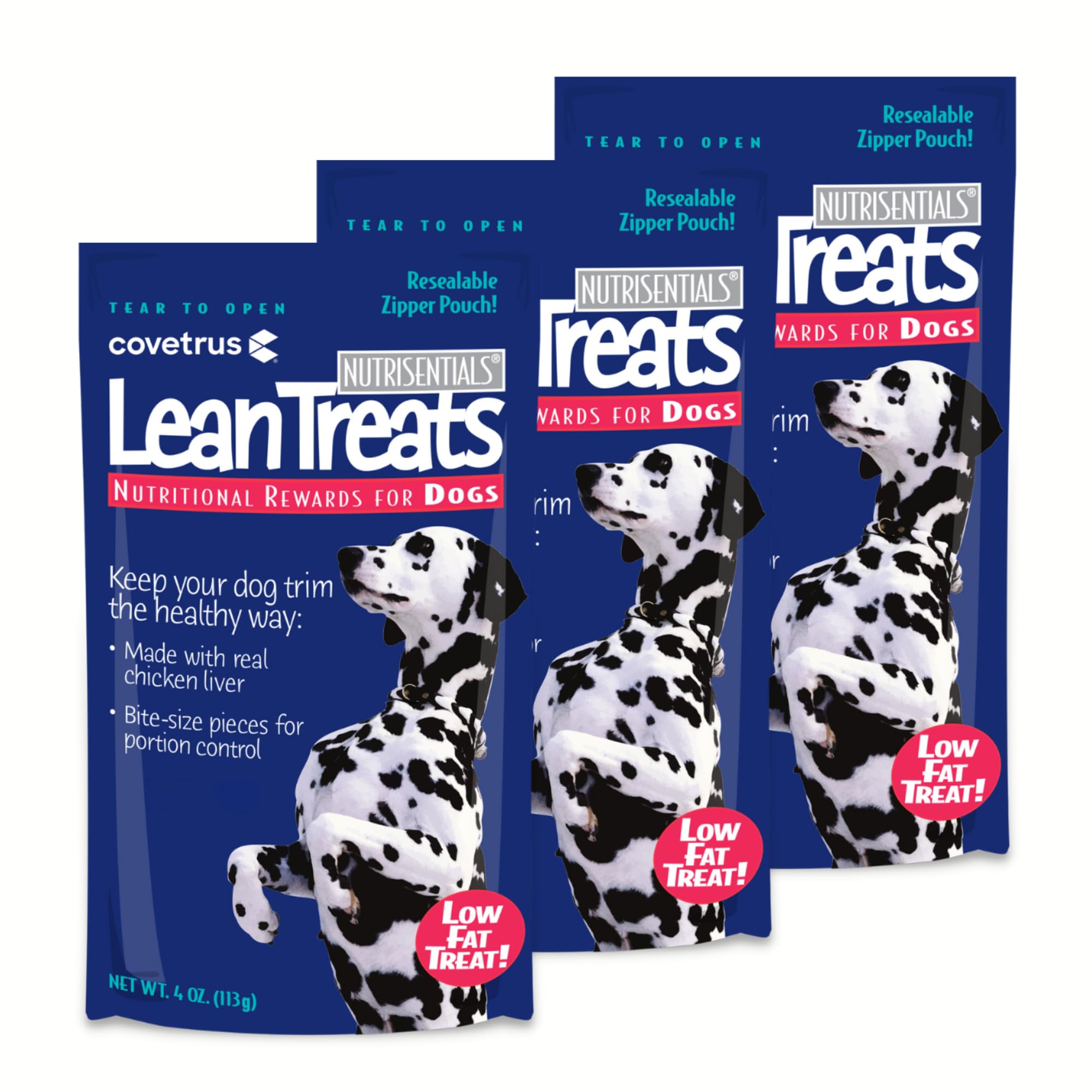 Nutrisential Lean Treats for Dogs - Low Fat Soft Dog Treats for Small, Medium & Large Breeds - Healthy Chicken Flavor Bite-Sized K9 Snacks - 3 Pack (4oz Each) - Perfect for Training, Rewards & Weight Management