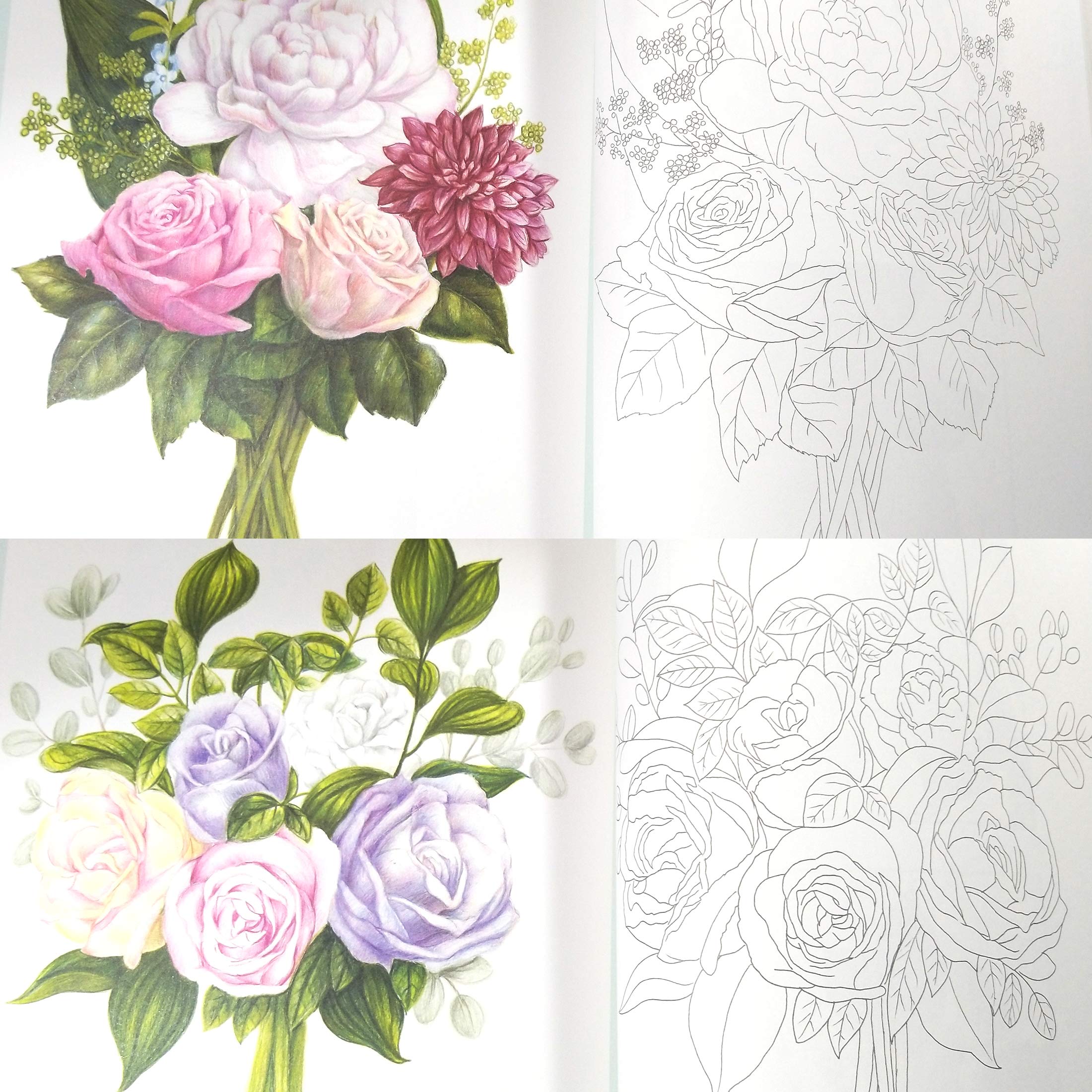 Botanical Art Coloring Book for Adults - Beautiful Bouquet Designs for Relaxation & Stress Relief | Easy to Follow Patterns | Perfect for Meditation, Art Therapy & Creative Hobbies
